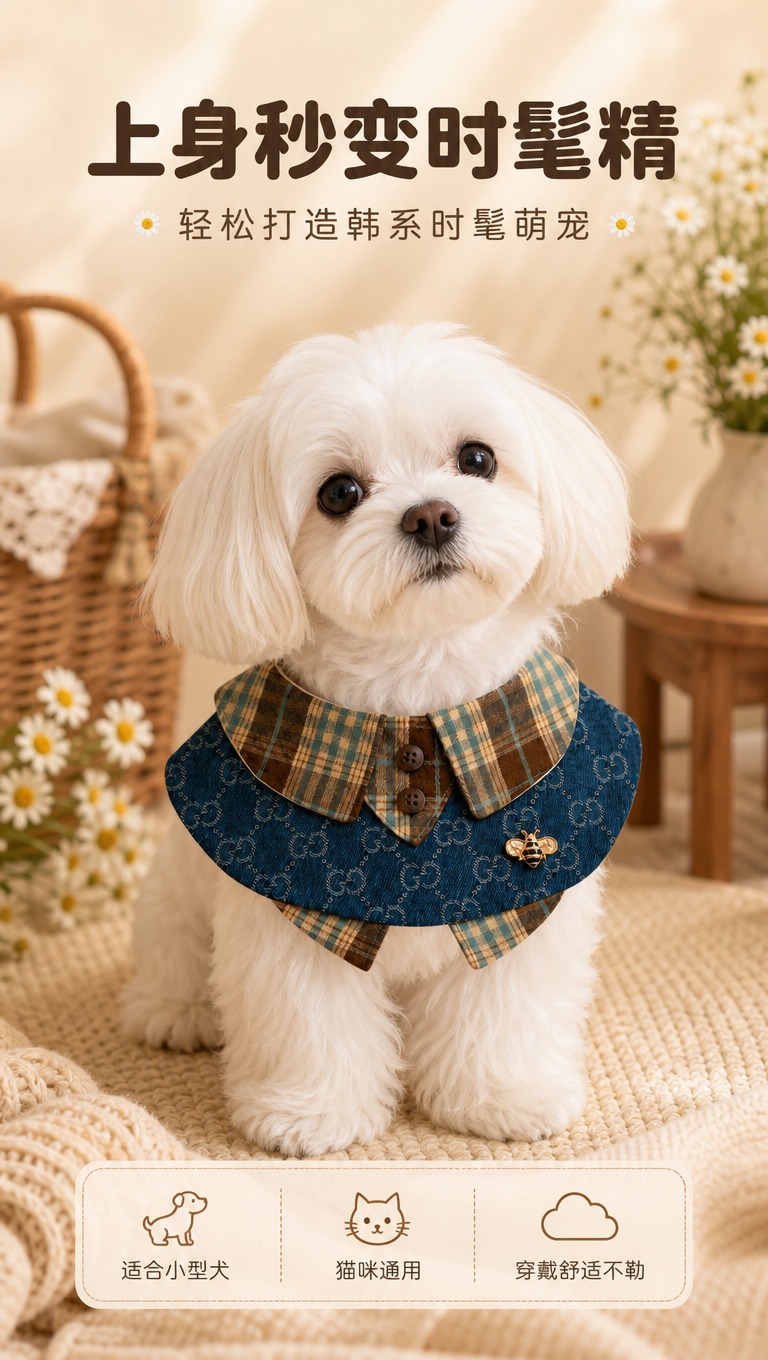 [商品] 使用【图1】NaiShu Pet 韩系轻奢牛仔宠物围… - 图片创意预览