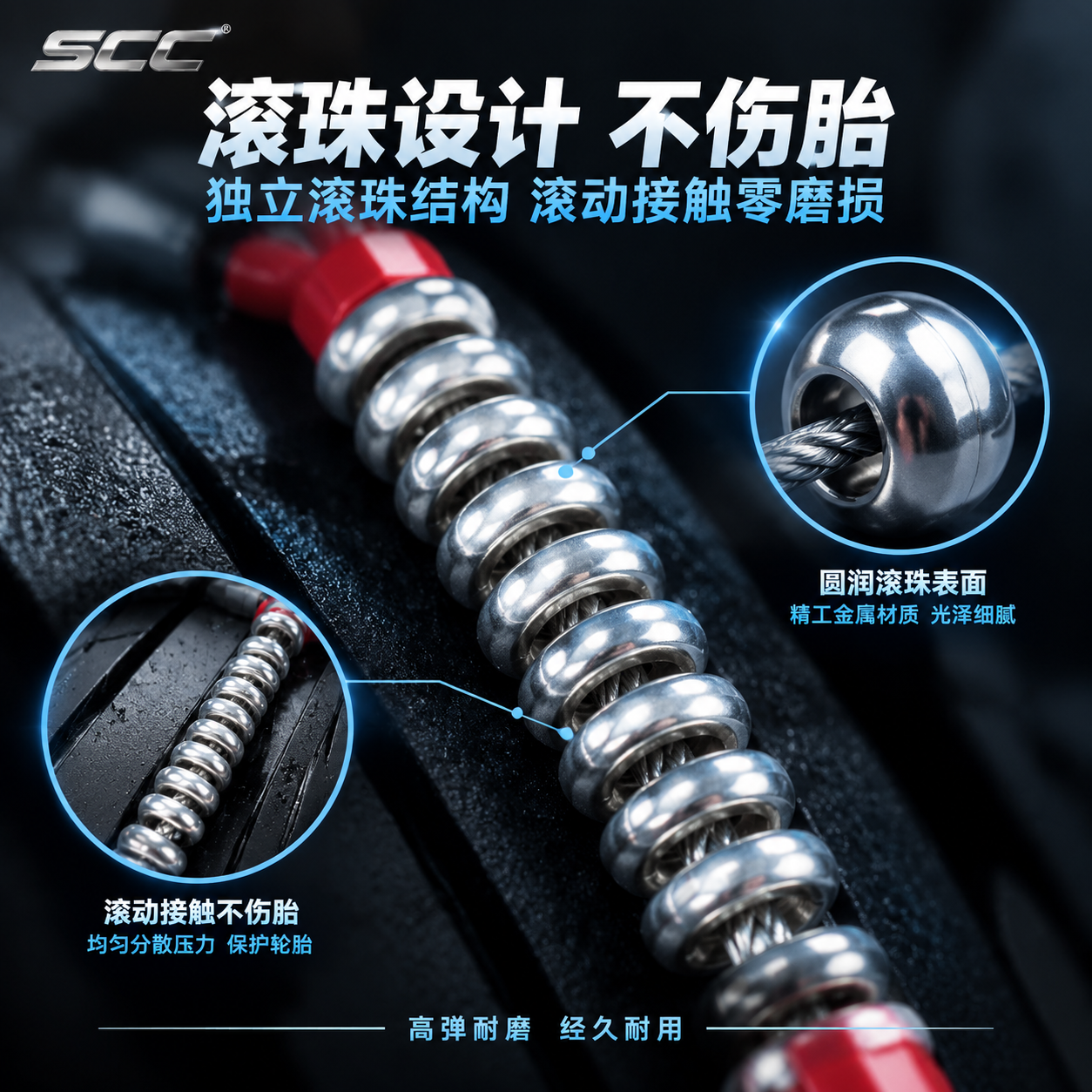 [主图-5 修正版] SCC防滑链滚珠设计细节材质图，核心任务… - 图片创意预览