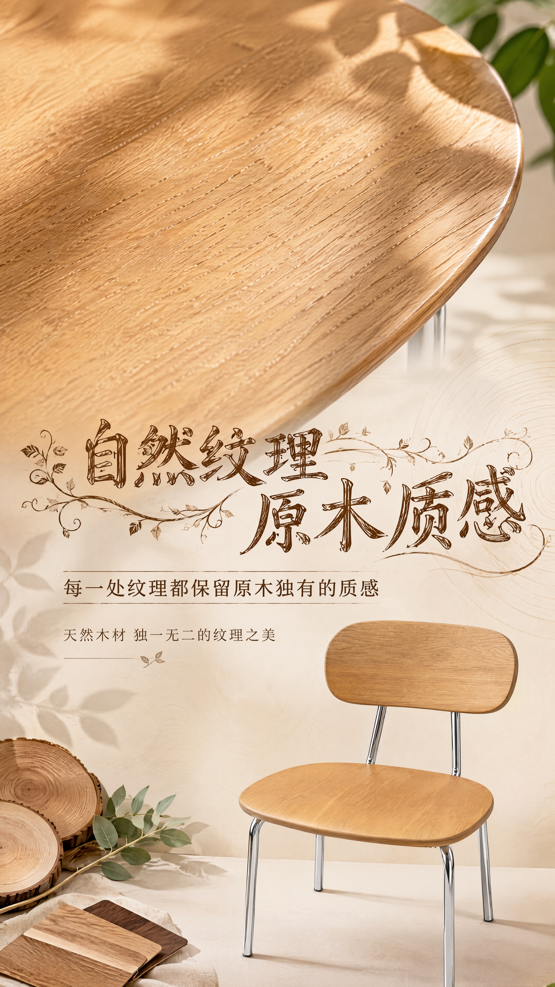 [第4张] 详情页材质细节-木质纹理自然清晰，原木质感微距展示… - 图片创意预览