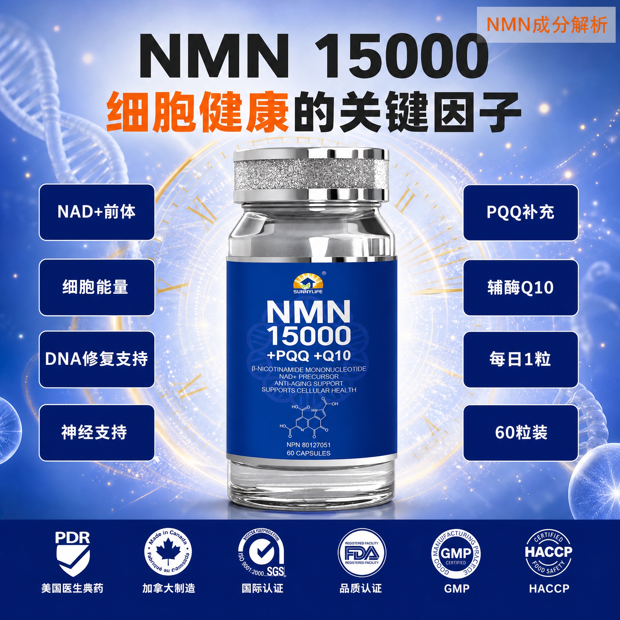 [主图-1] 按参考排版1:1还原NMN15000主图，产品全… - 图片创意预览