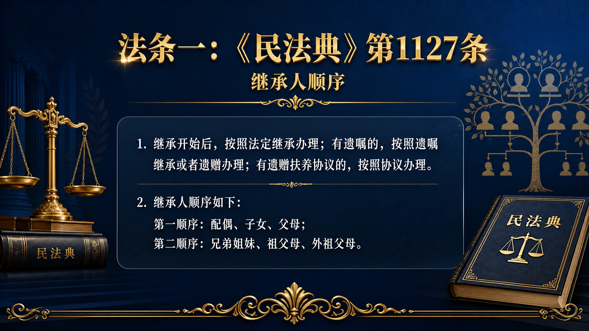 PPT横版法律知识科普背景图，深蓝色渐变深色系背景，庄严肃穆风… - 图片创意预览