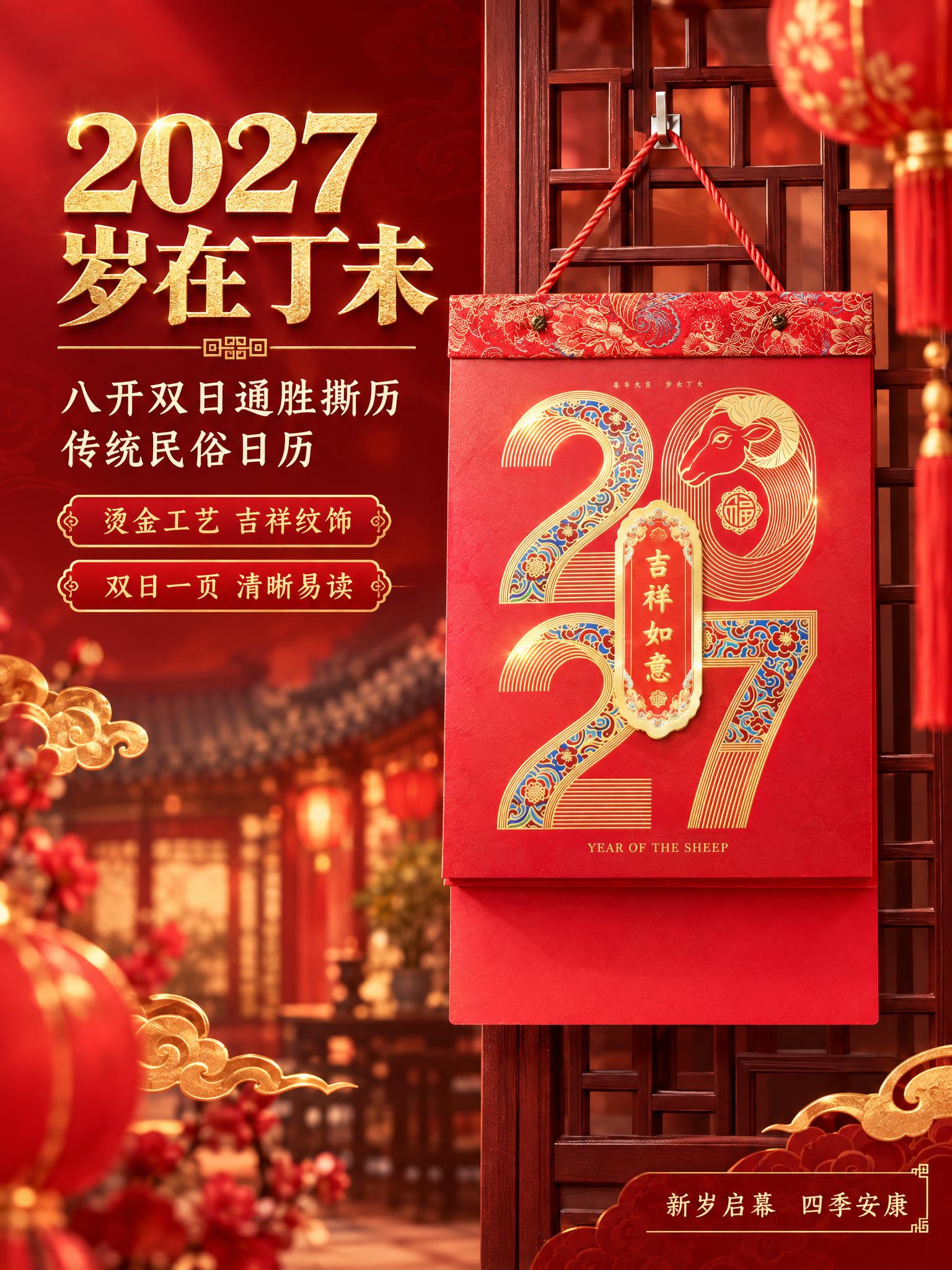 [商品] 使用【图1】【图2】【图3】【图4】2027羊年八开… - 图片创意预览