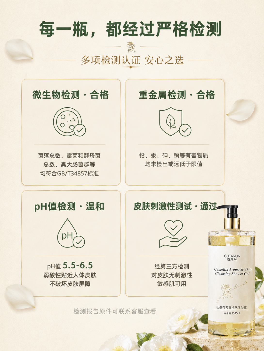 [商品] 使用【图1】古梵琳山茶花芳香净肤沐浴露；保留透明瓶身… - 图片创意预览