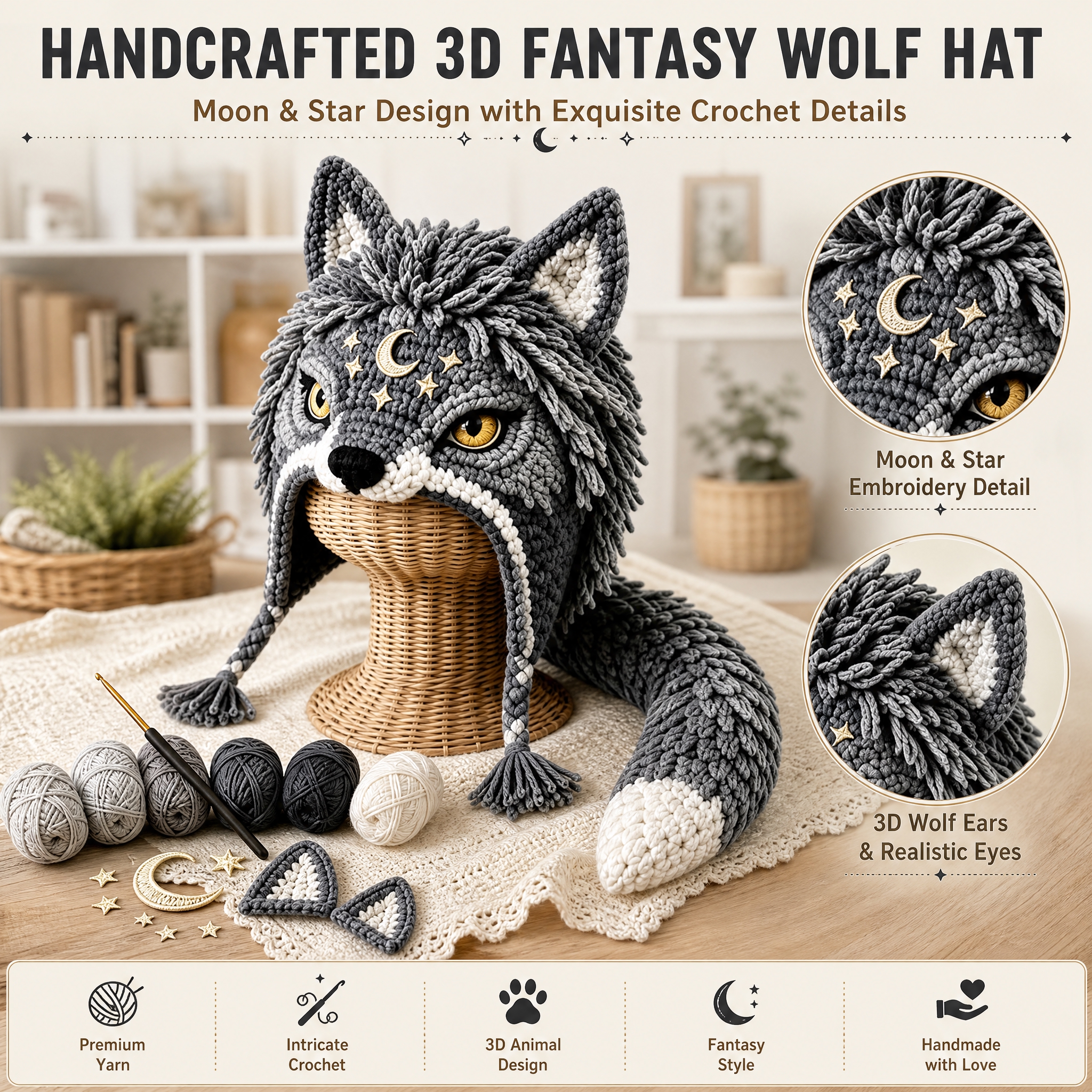 [主图-3 狼款] 主题：3D Fantasy Wolf Ha… - 图片创意预览