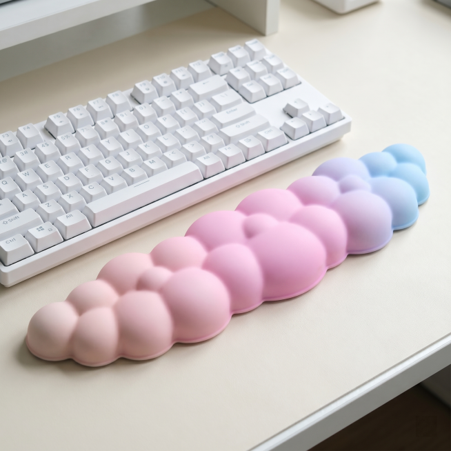 [主图 2] Cloud keyboard wrist rest desktop usage scene main image. [atmosphere style] Minimalist fresh预览效果
