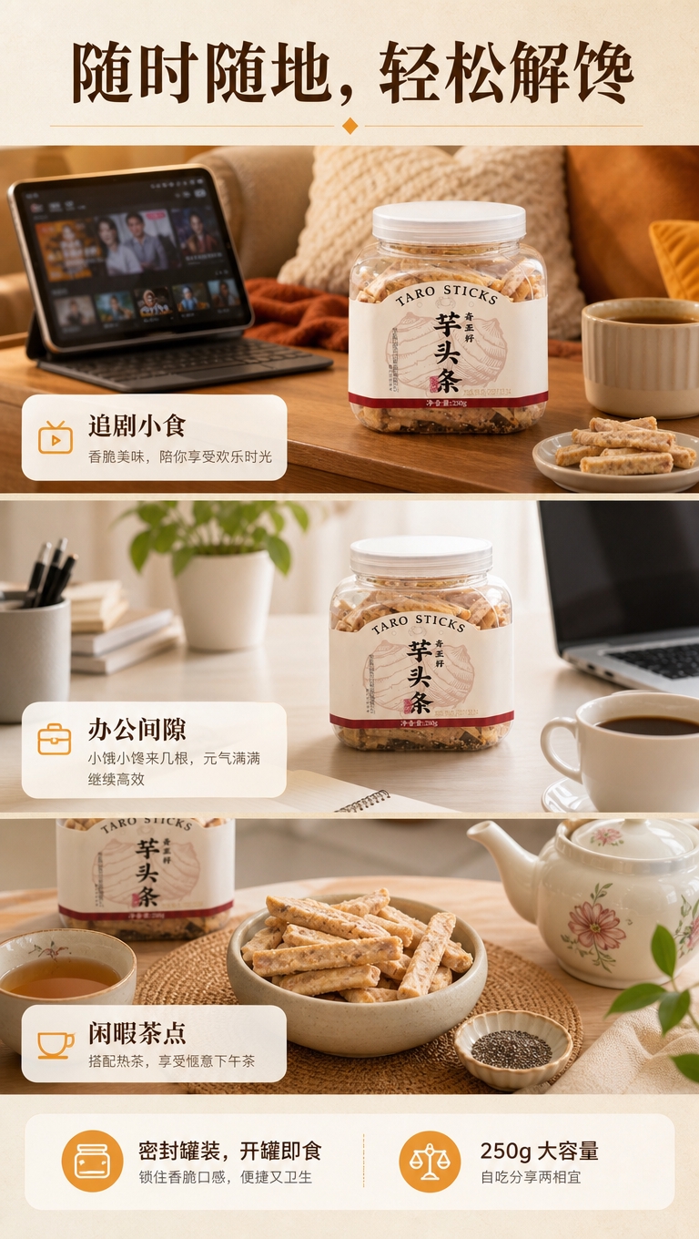 [商品] 使用【图1】【图6】罐装奇亚籽芋头条与【图4】碗装芋… - 图片创意预览