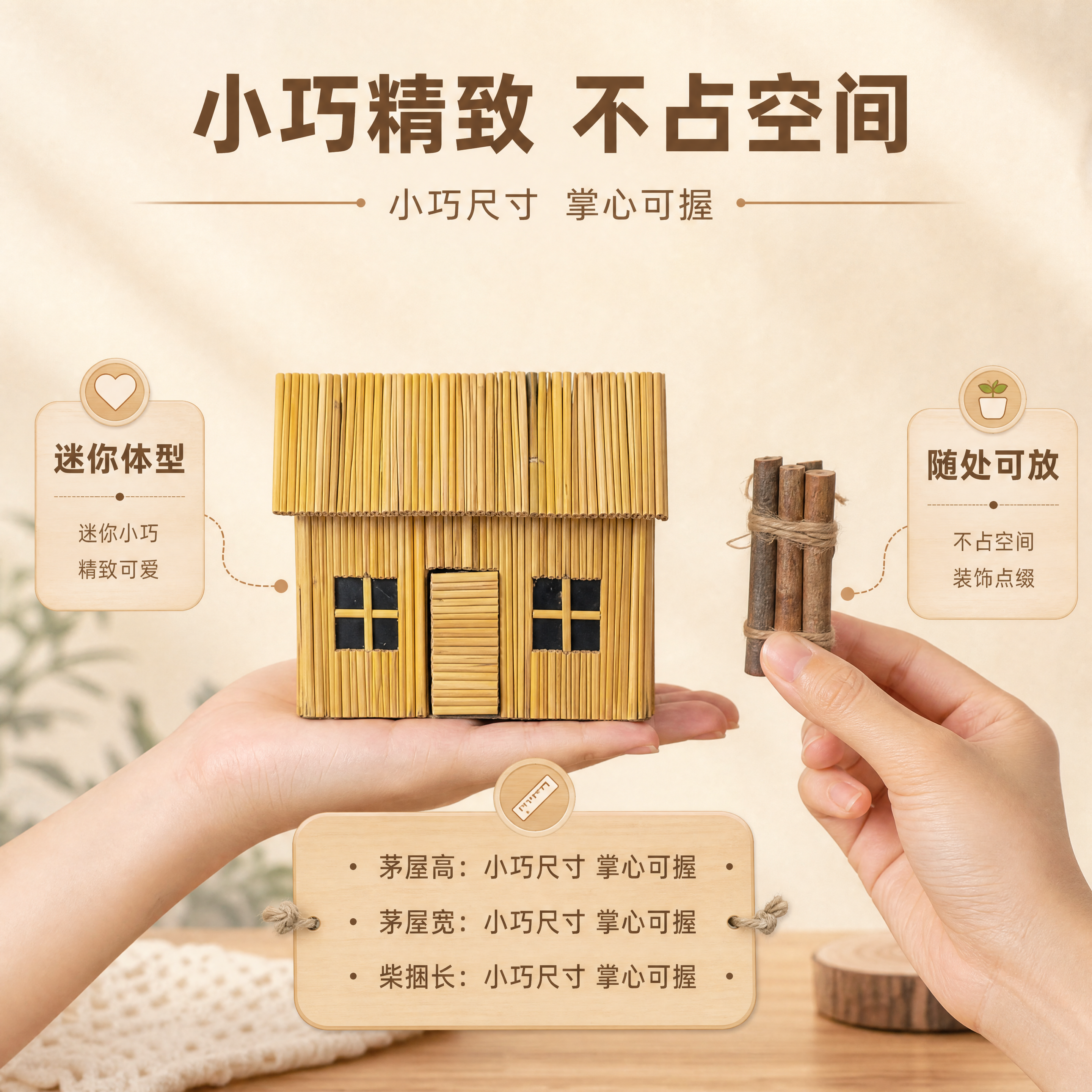 [商品] 使用【图2】迷你矛屋配小捆柴装饰摆件；保留矛屋与柴捆… - 图片创意预览