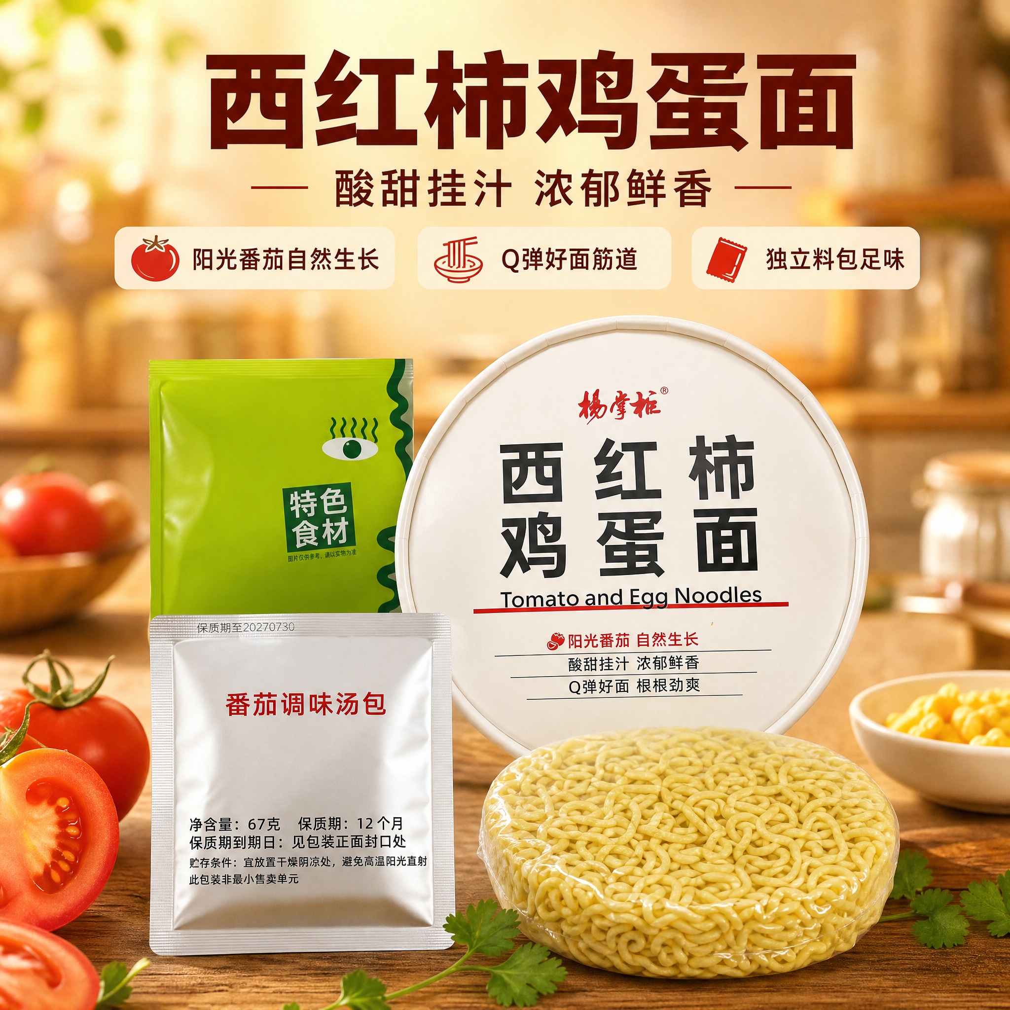 [商品] 使用【图1】杨掌柜西红柿鸡蛋面全套组件：白色圆形面桶… - 图片创意预览