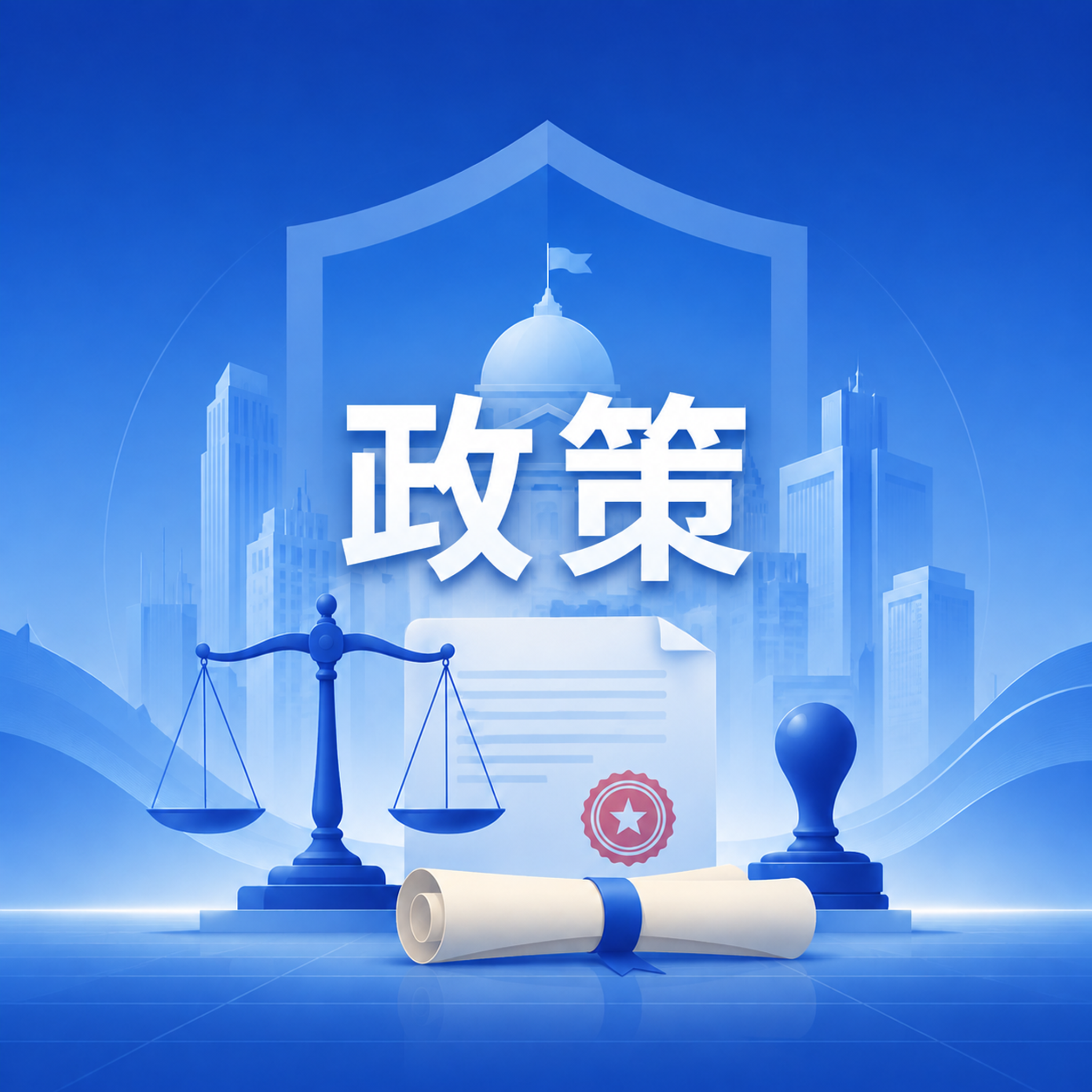在这张政策主题图片的中央位置加上"政策"两个大字，字体为简洁现… - 图片创意预览