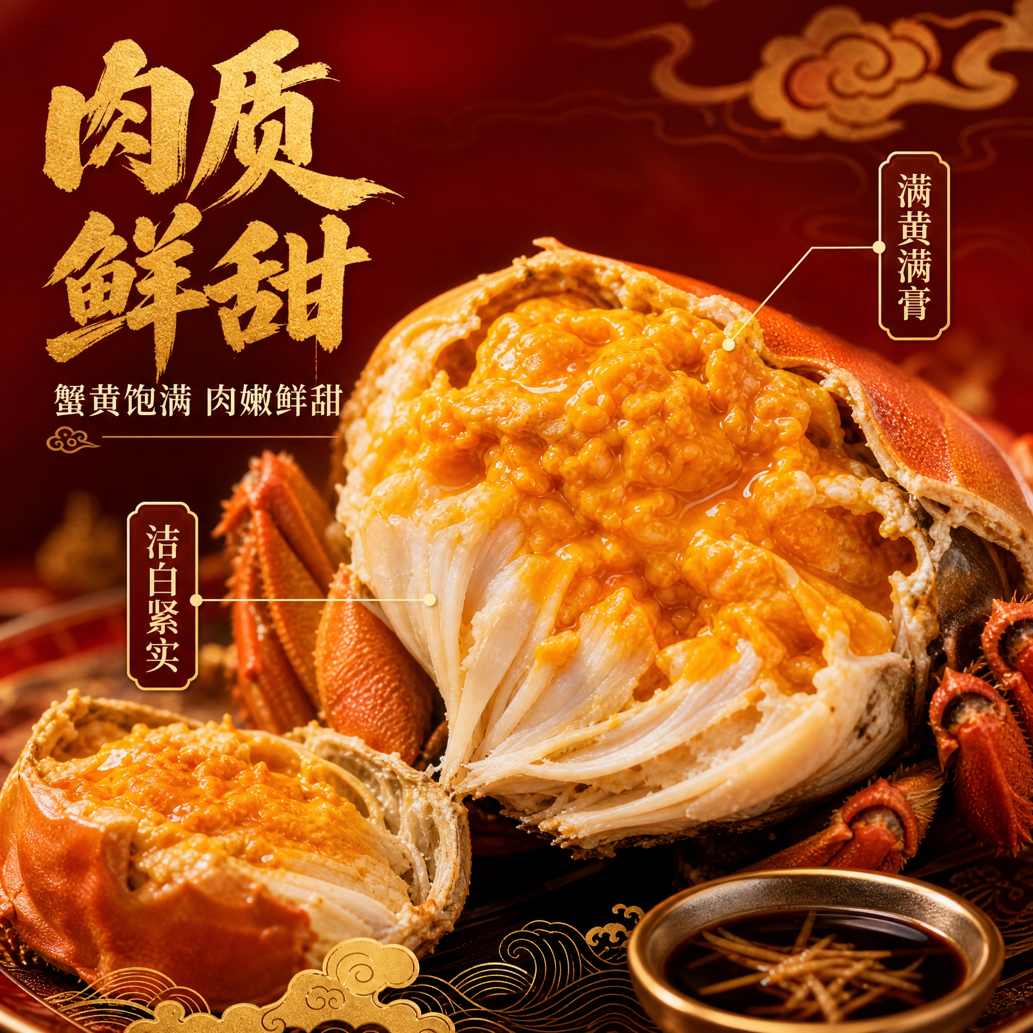 [主图-3] 肉质鲜甜细节展示图，核心任务是微观展示大闸蟹的品… - 图片创意预览