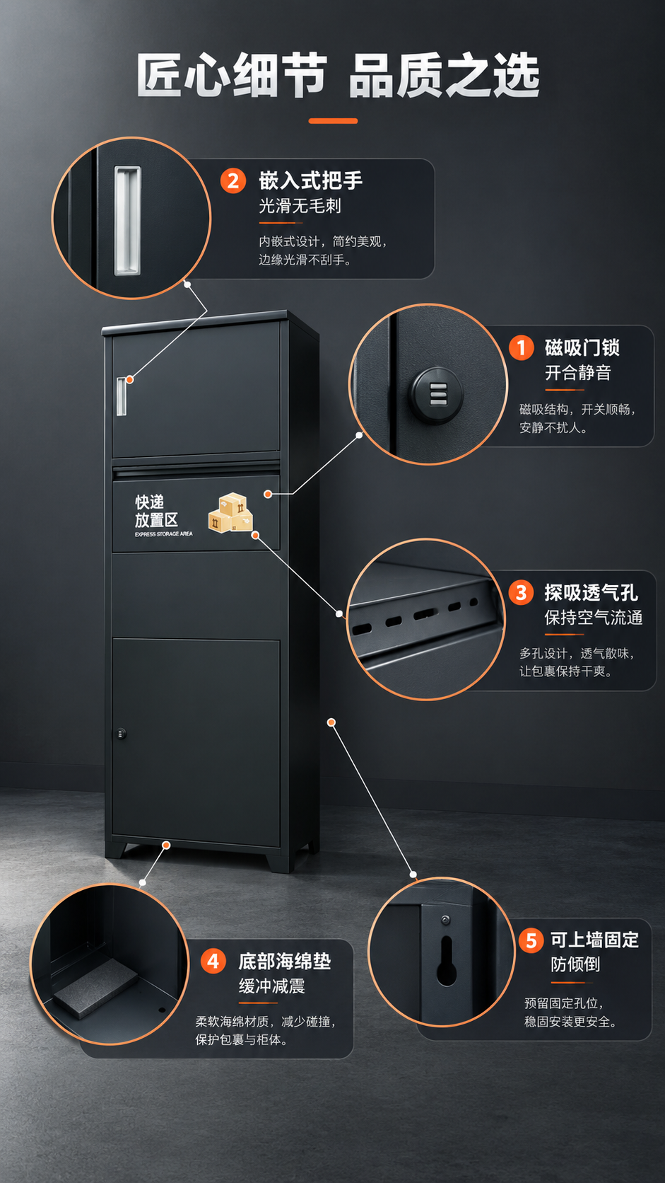 [商品] 使用【图1】黑色家用防盗快递收件柜；保留整体结构、颜… - 图片创意预览