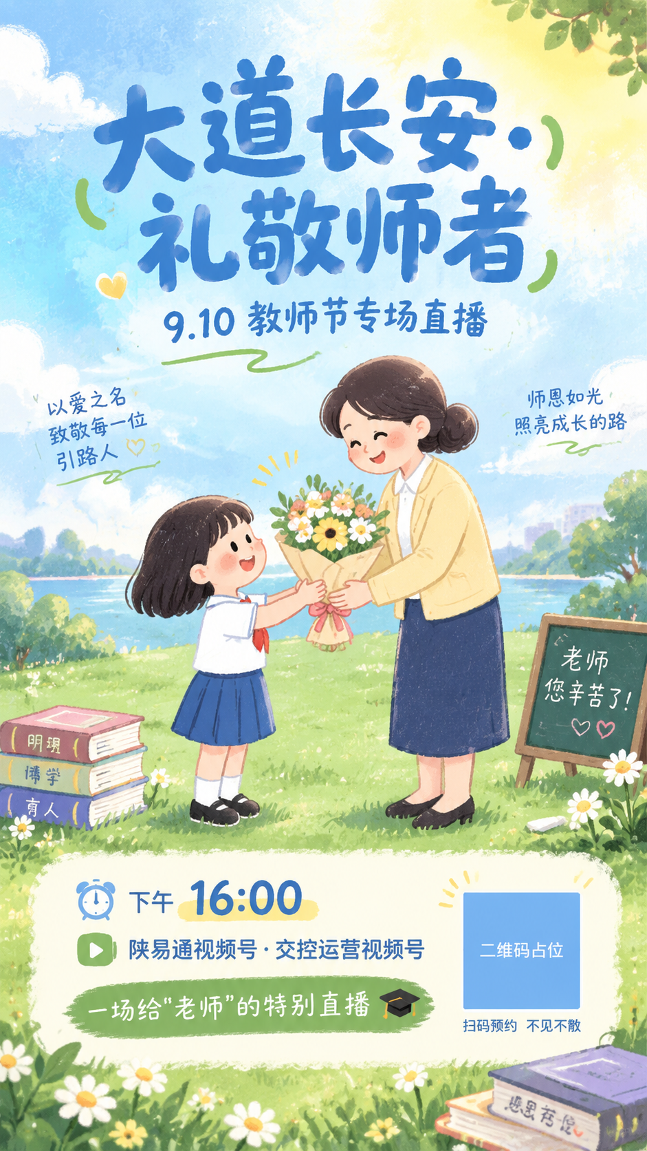参考图版式骨架复刻，保留手绘治愈插画风格，蓝绿暖黄清新配色，温… - 图片创意预览