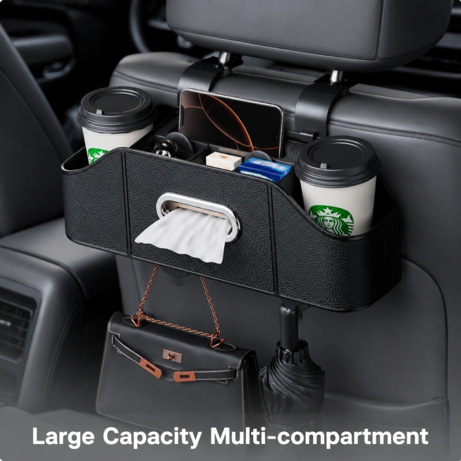 [Main Image 2] Car storage box large capacity and multi-compartment function display.
[Atmosphere &预览效果