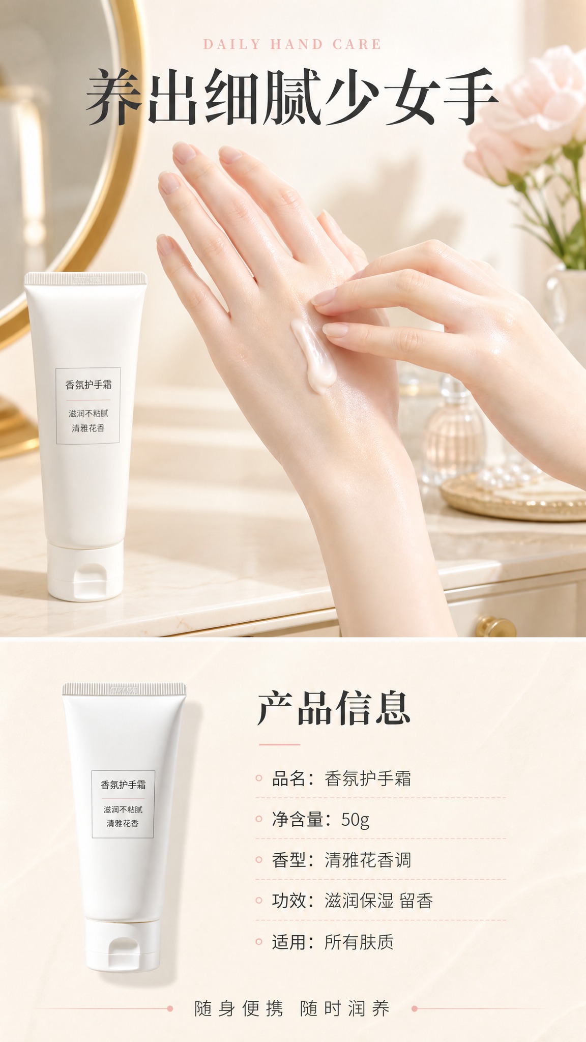 [商品] 使用【图1】香氛护手霜；保留白色软管包装、白色翻盖、… - 图片创意预览
