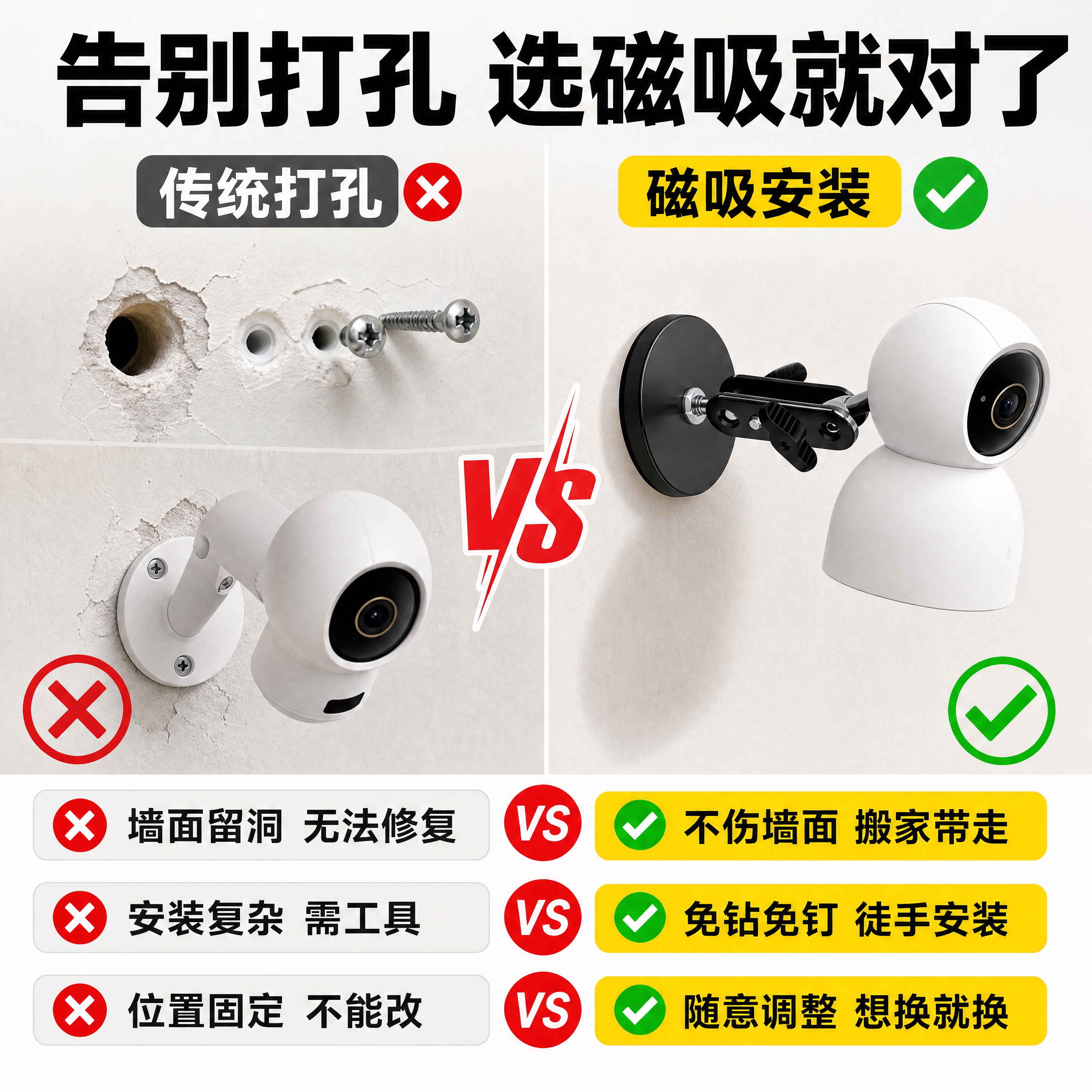 [商品] 使用【图8】多种安装场景产品图；保留白色/黑色磁吸支… - 图片创意预览