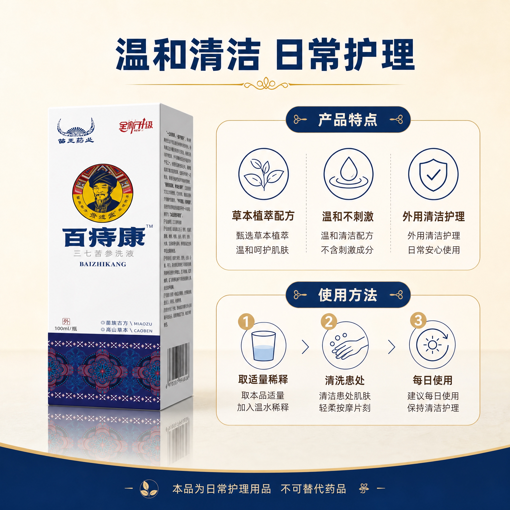 [主图-4] 产品特点与使用方式，温和清洁外用护理说明。 [统… - 图片创意预览