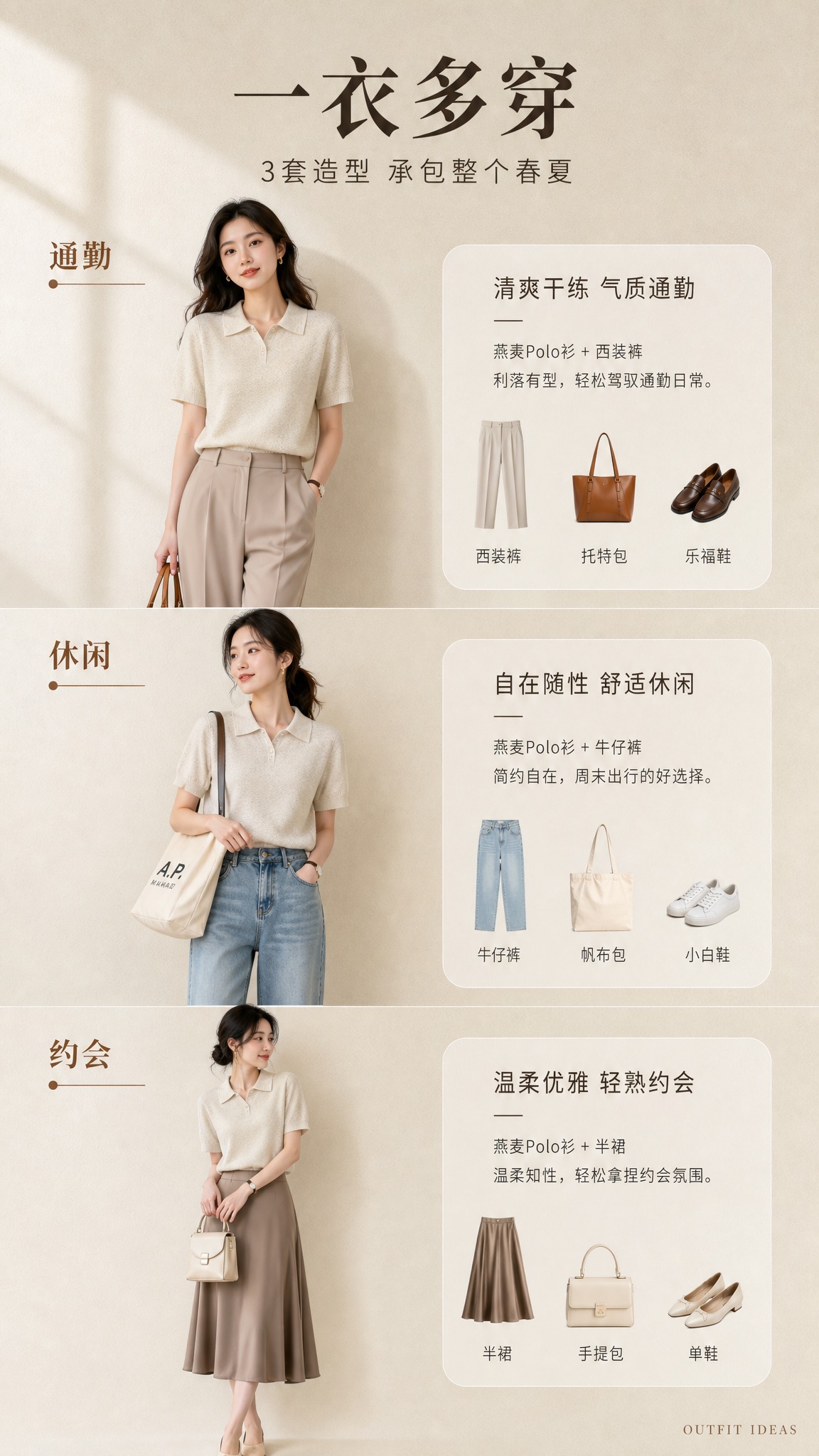 [商品] 使用【图1】燕麦色针织短袖Polo衫；商品处理：保留… - 图片创意预览