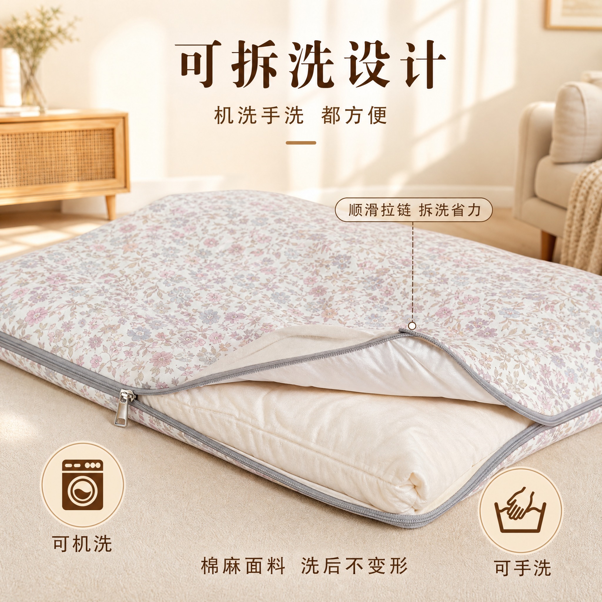 [主图-4] 烤火被 可水洗机洗手洗 可拆洗设计展示。 [统一… - 图片创意预览