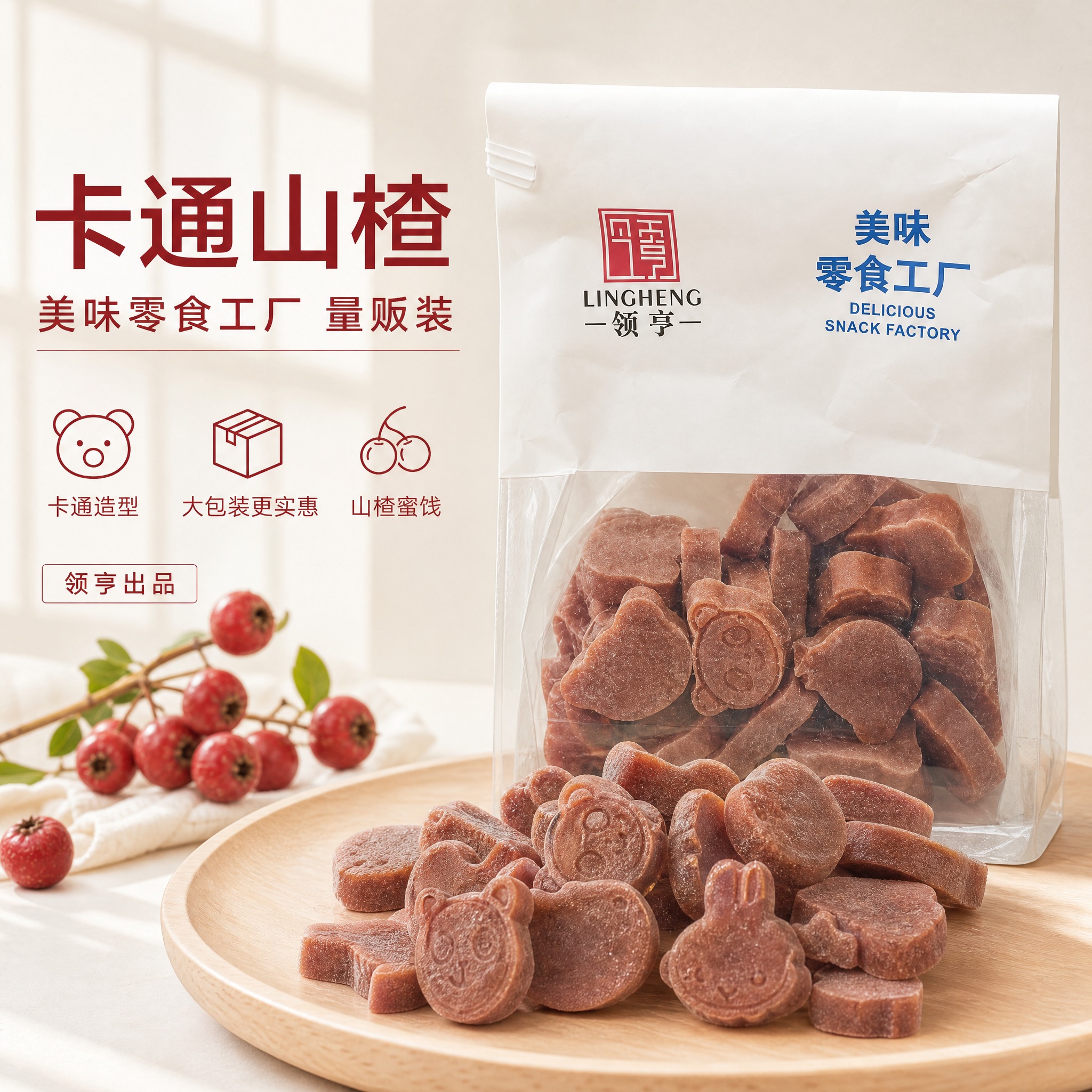 [主图-5] 领亨美味零食工厂卡通山楂 高级氛围感主图，突出大… - 图片创意预览
