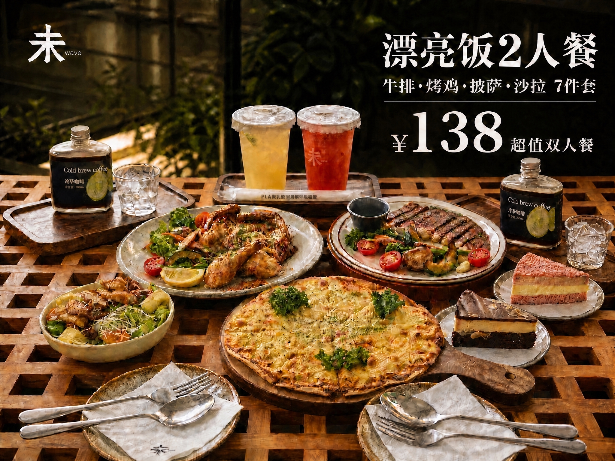 将这张美食海报右上角的价格数字"108"修改为"138"，即价… - 图片创意预览
