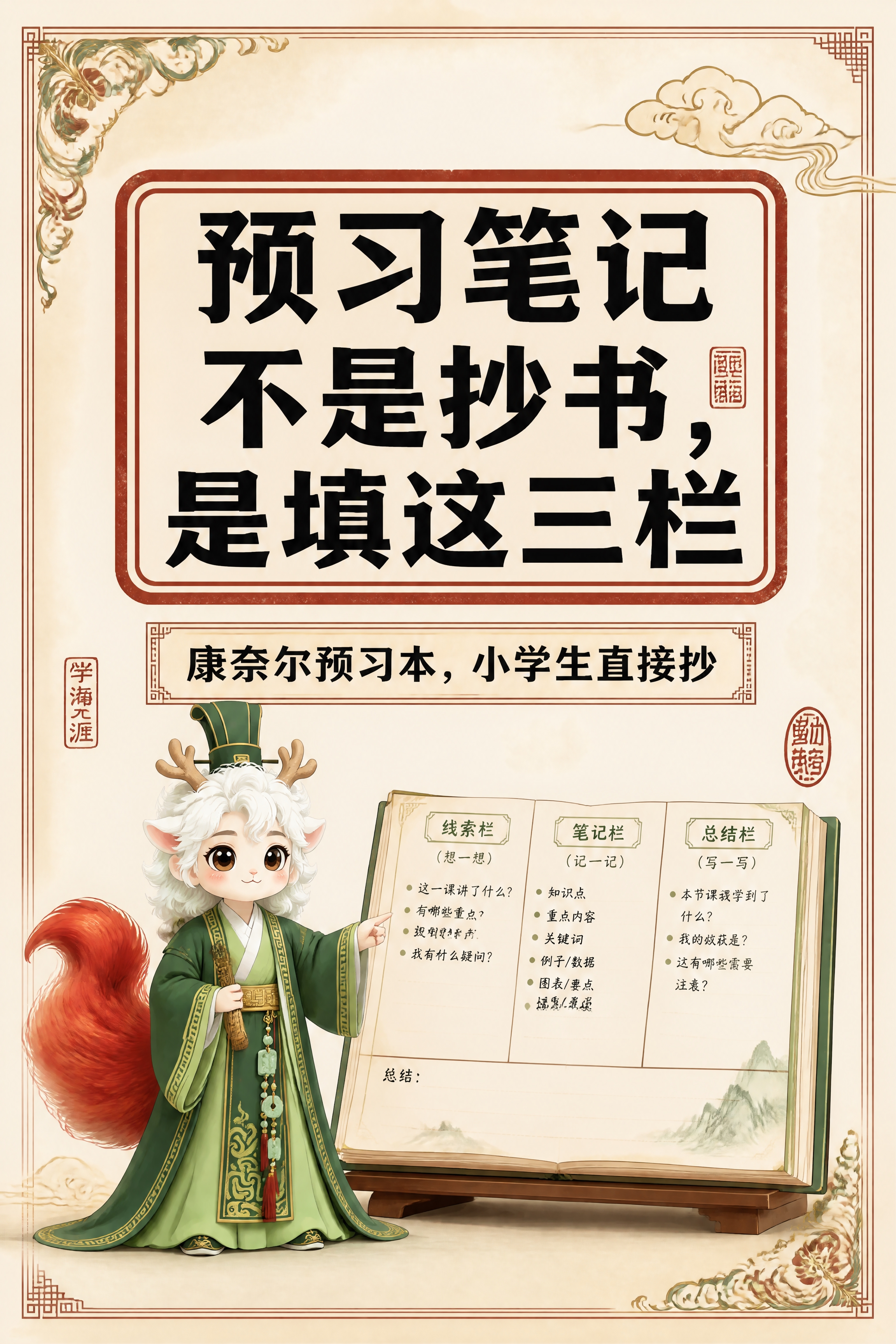 小红书笔记大字封面，配图大字，国风山海经风格，米黄色宣纸纹理背… - 图片创意预览