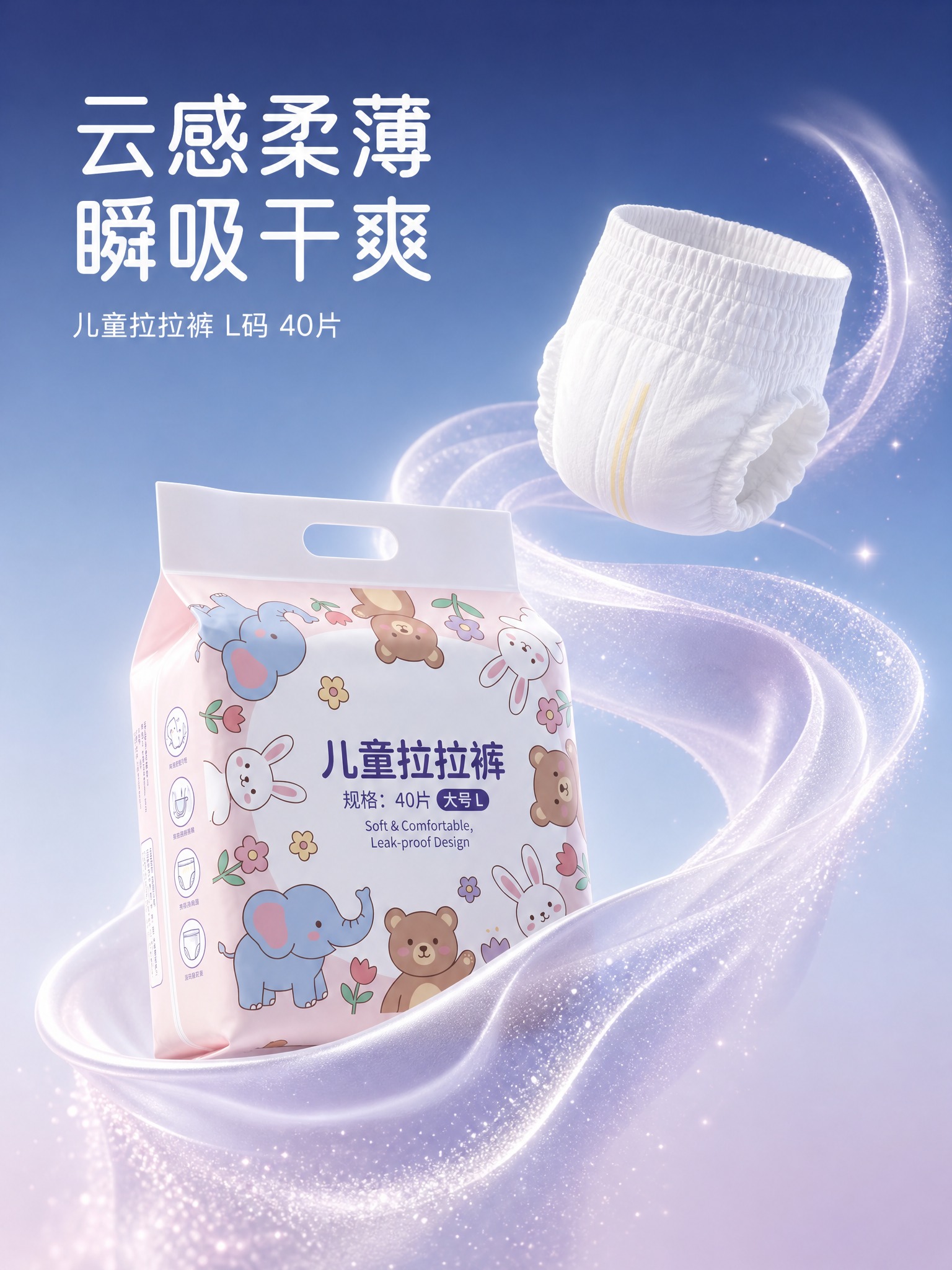 生成主图场景，3:4比例，3D C4D渲染母婴视觉，深靛蓝→冰… - 图片创意预览