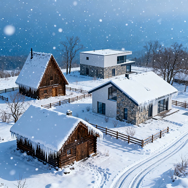 背景生成国外的各种自建房（雪天）带美甲（生成6张）窗户栏改木色