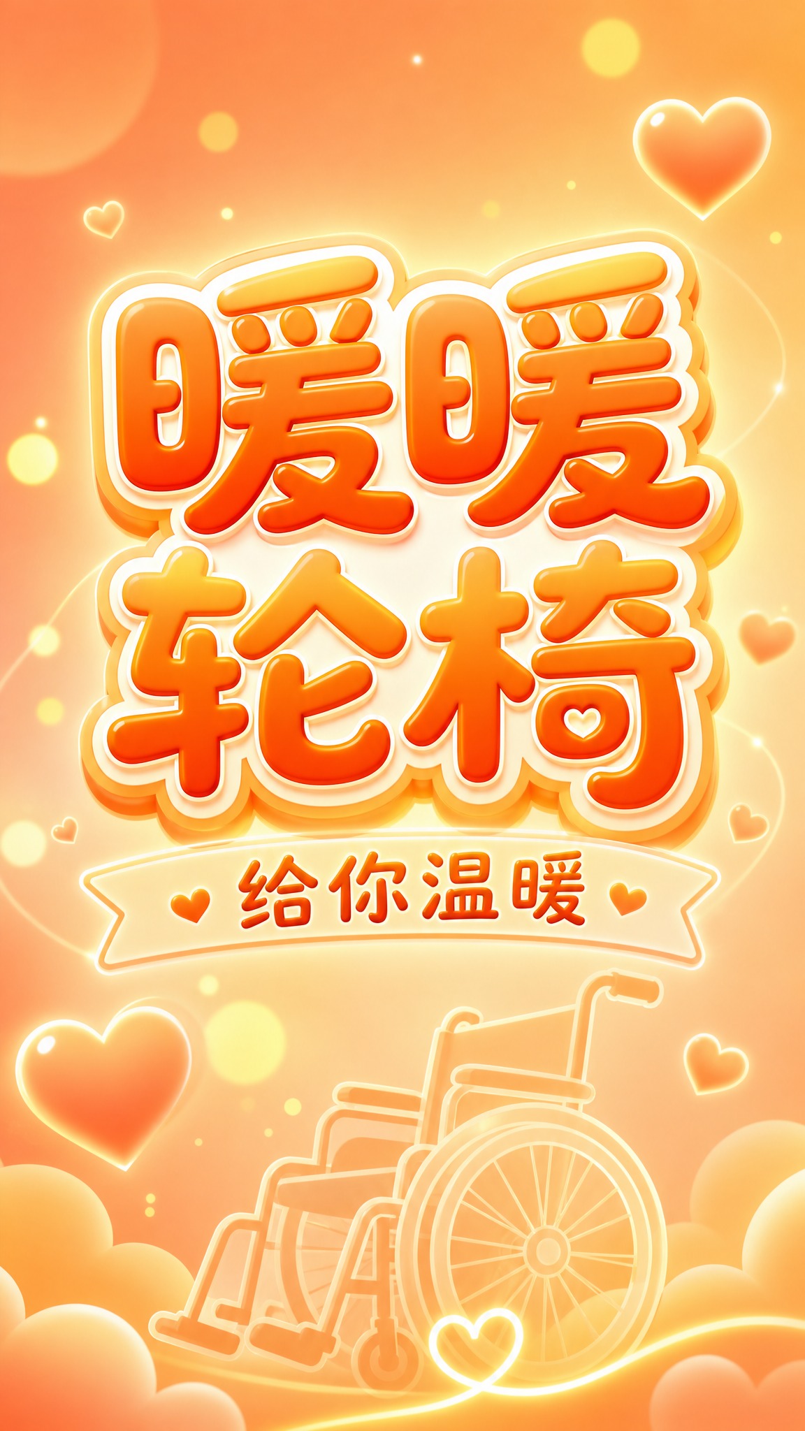 暖暖轮椅标牌设计，9:16竖版，画面中央突出醒目的主题大字"暖… - 图片创意预览