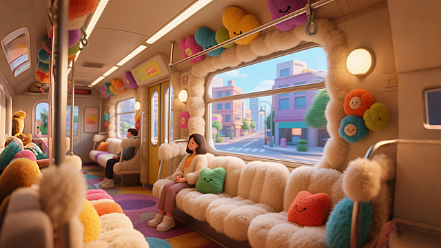 地铁绒绒通勤舱 #冬季绒绒风格视觉 #当世界被毛绒包裹🧣