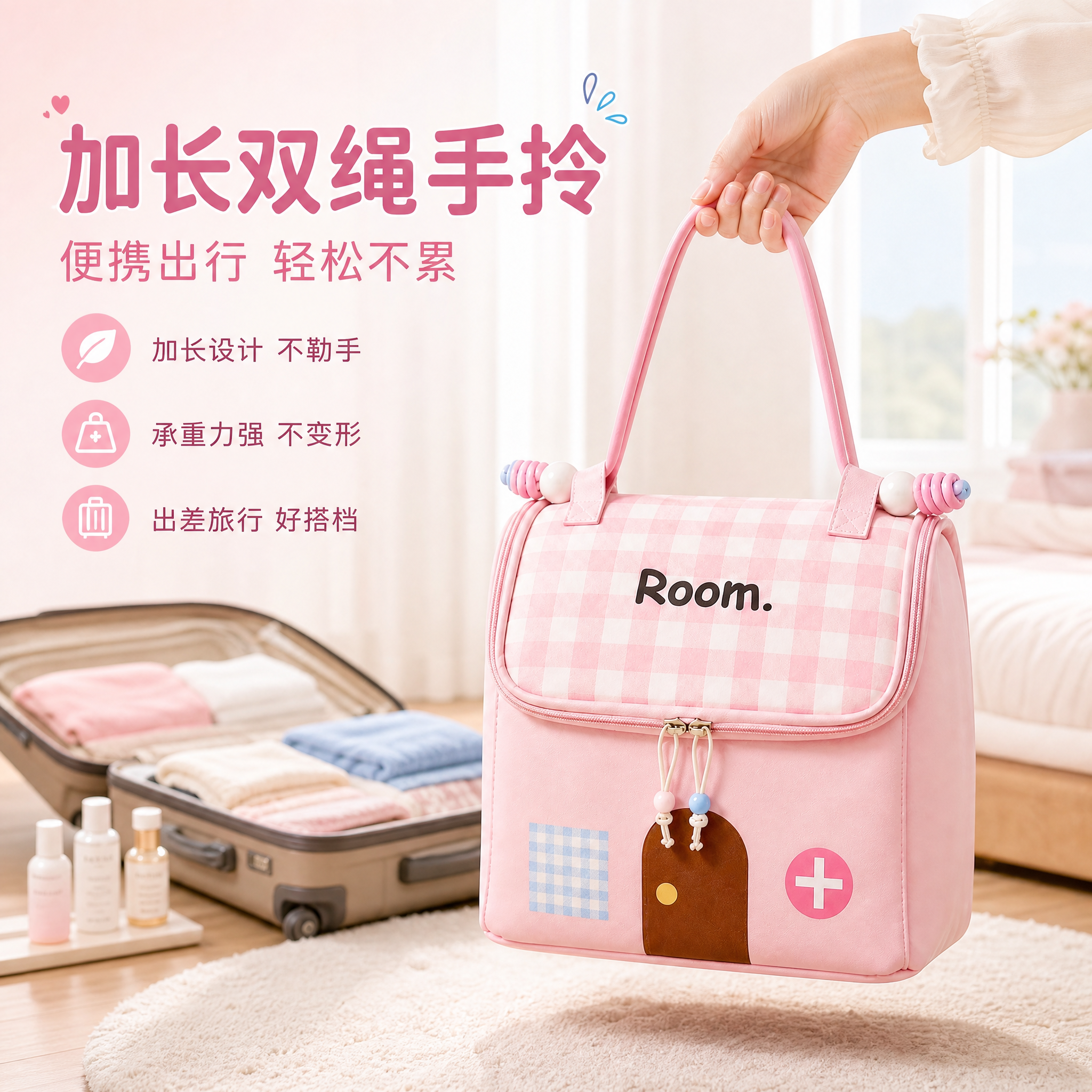 [主图-4] 主题：加长双绳手拎 便携出行，展示手提使用场景。… - 图片创意预览