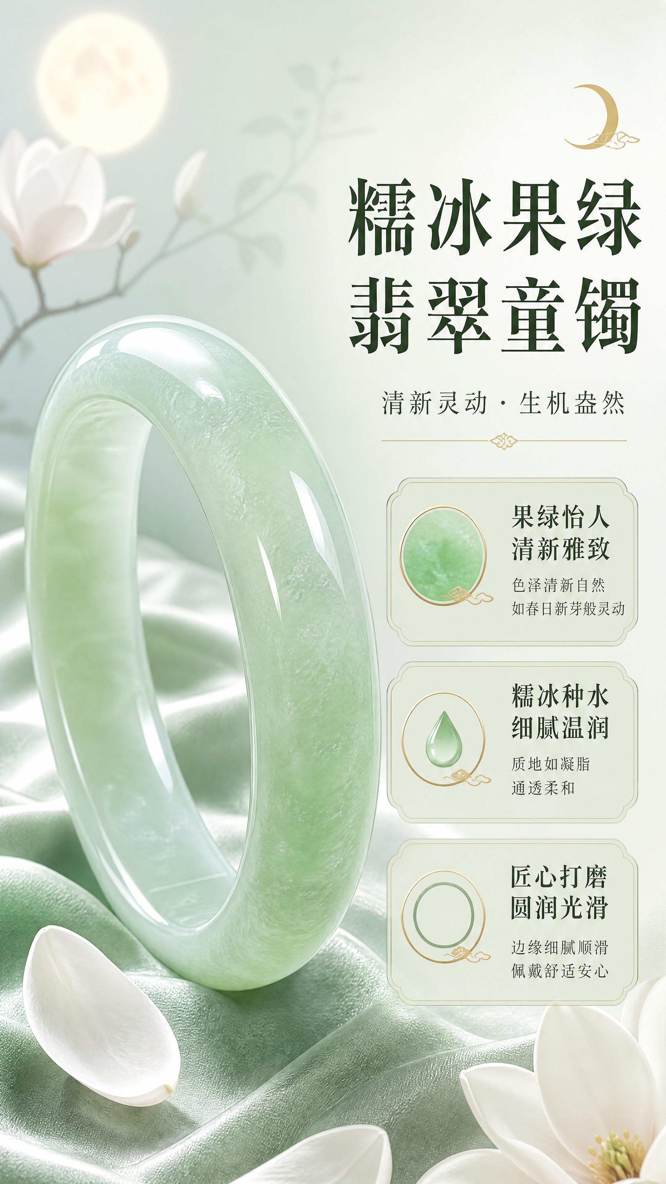 [商品] 使用【图2】糯冰果绿翡翠童镯；保留果绿色调、糯冰质地… - 图片创意预览
