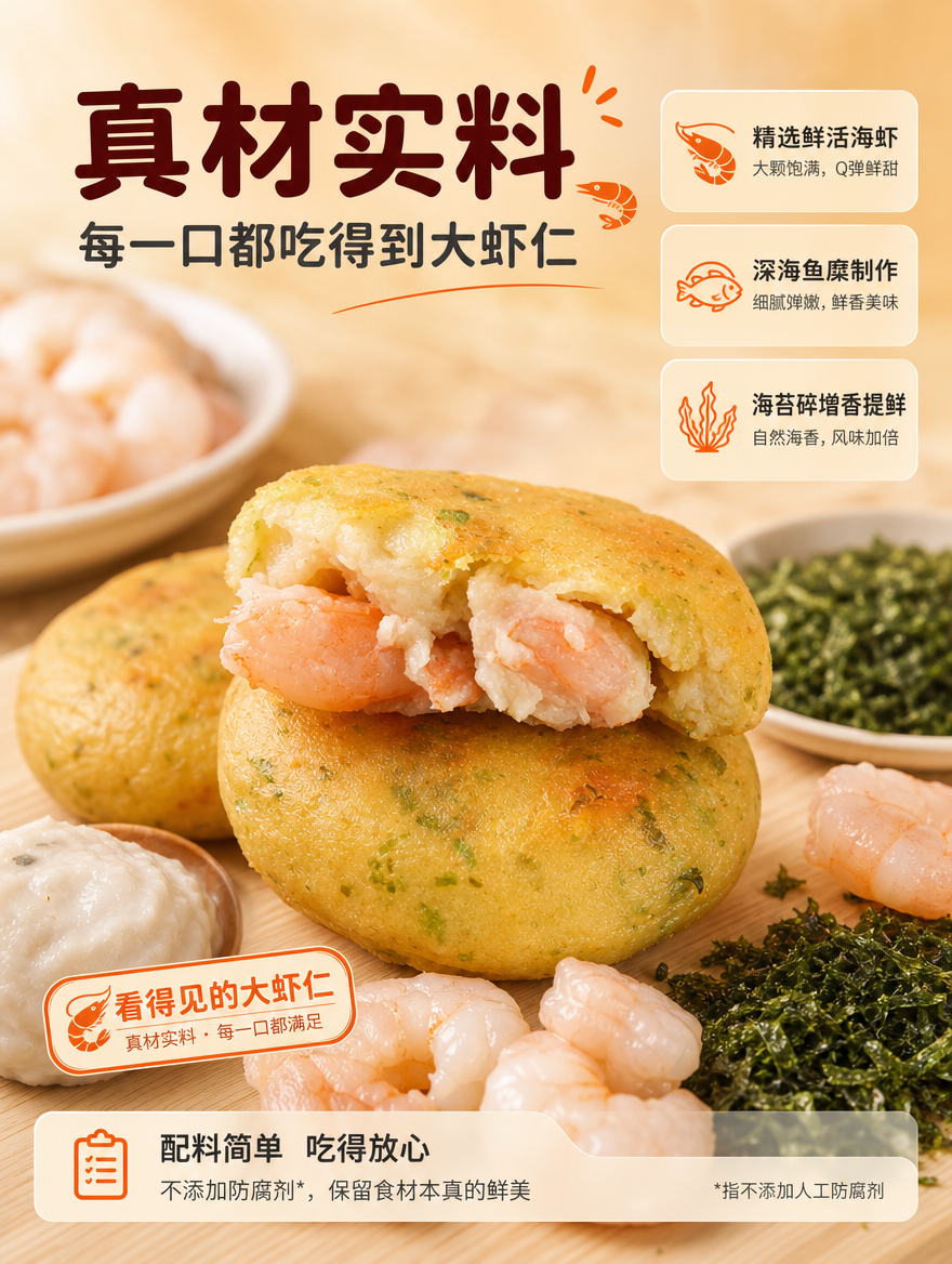 [商品] 使用【图9】和【图10】海苔虾饼剖面特写图；保留虾饼… - 图片创意预览