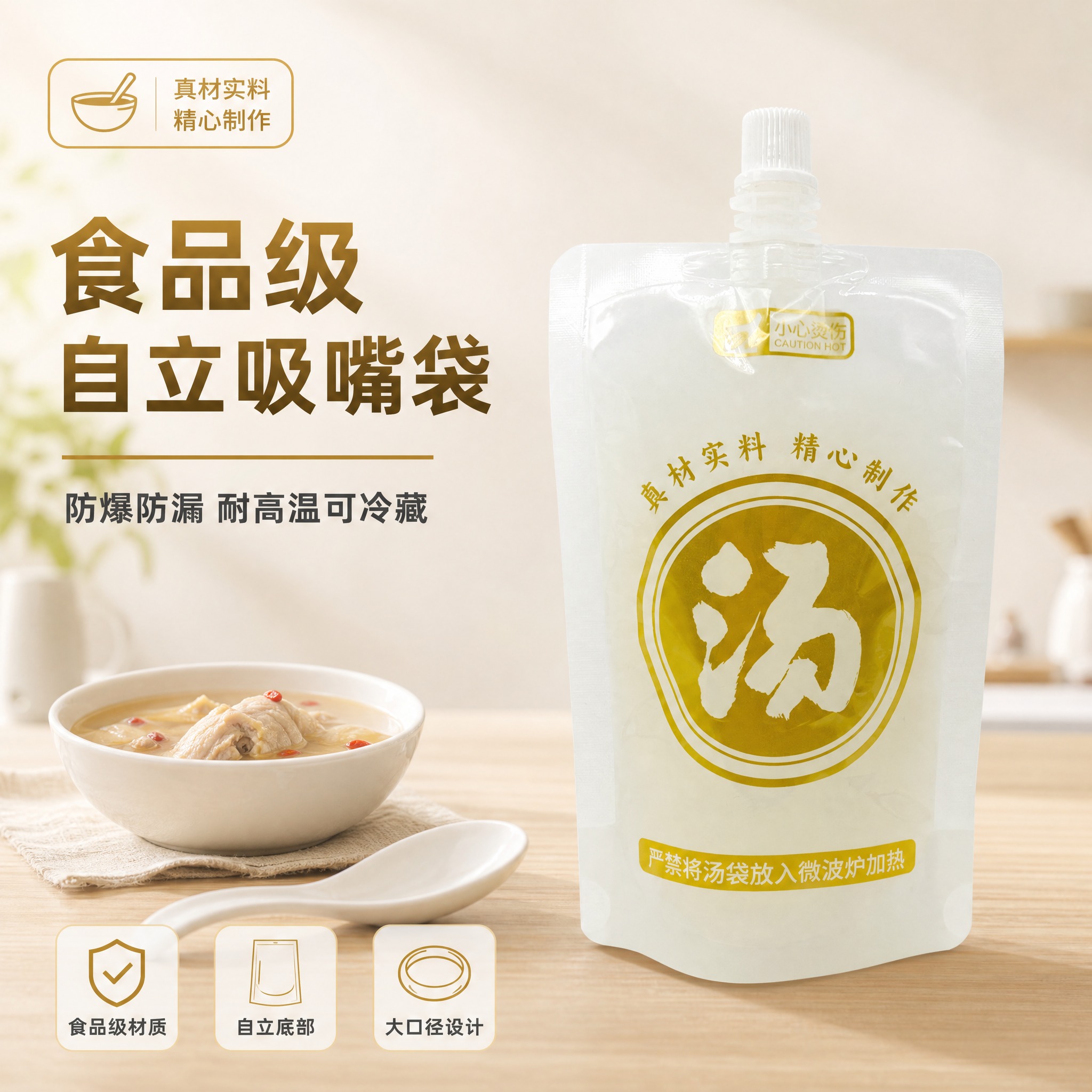 [主图-1] 食品级透明自立吸嘴袋 首图洁净感与购买欲。 [统… - 图片创意预览
