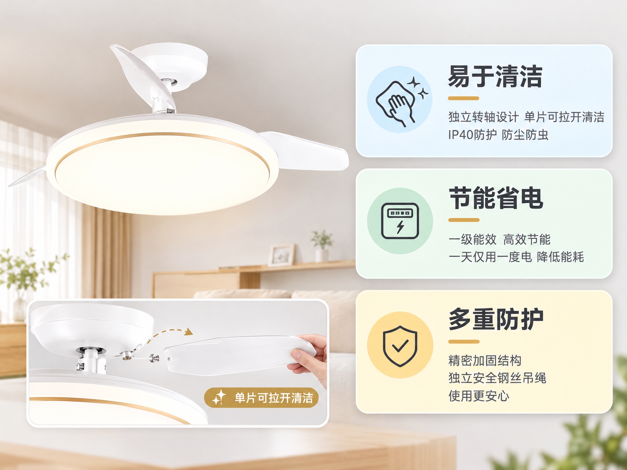 [详情页5] 易于清洁 节能省电 多重防护 综合卖点信息图 [… - 图片创意预览
