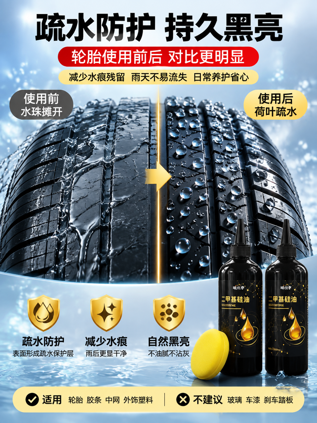 [商品] 使用【图1】500ml黑色尖嘴瓶二甲基硅油汽车养护剂… - 图片创意预览