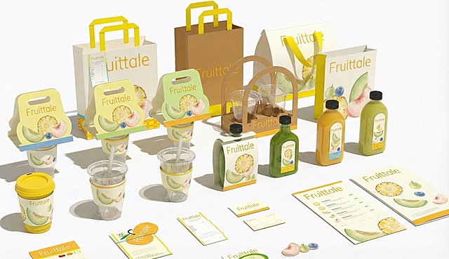 保持图中所有Fruittale品牌产品不变，将这些产品的位置重新进行排列，呈现出更有层次的陈列效果