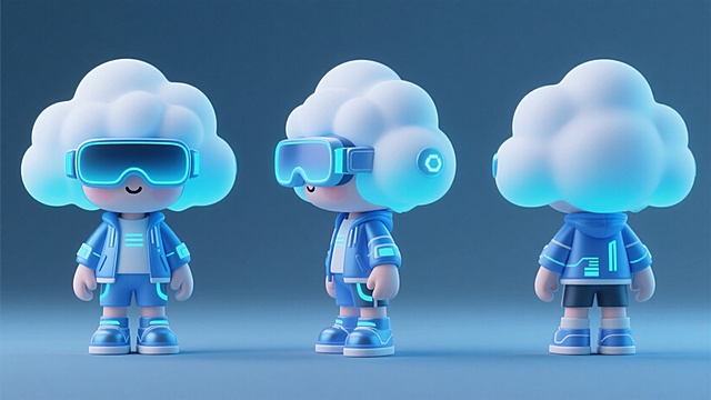 科技感的小小、酷酷的人形机器人，拟人态