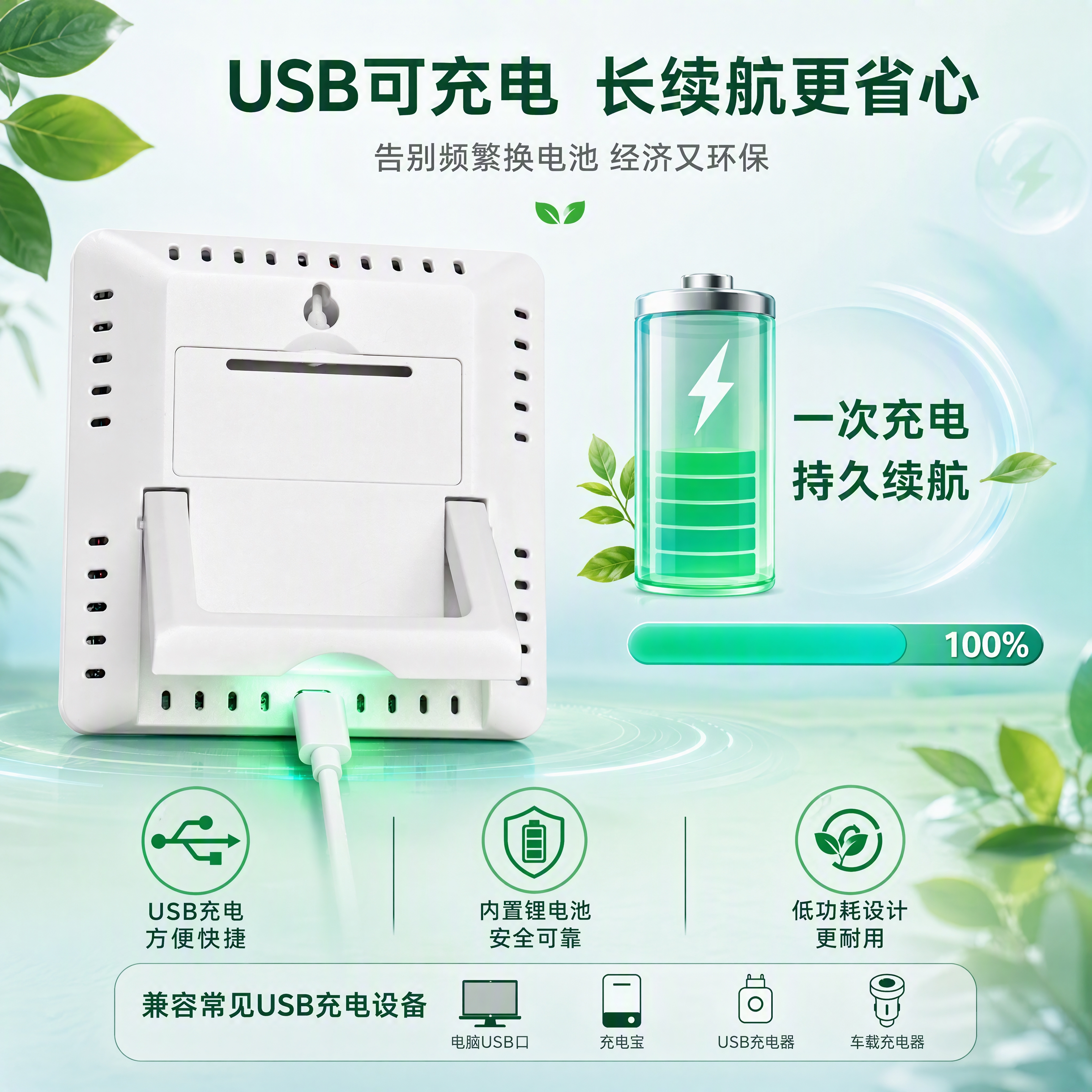 [第9张] 详情页可充电续航说明。本张使用【图2】背面充电口作… - 图片创意预览