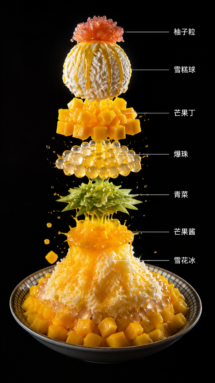 科技可视化的糖水爆炸分解示意图，倾斜45度悬空，垂直中心轴分层… - 图片创意预览