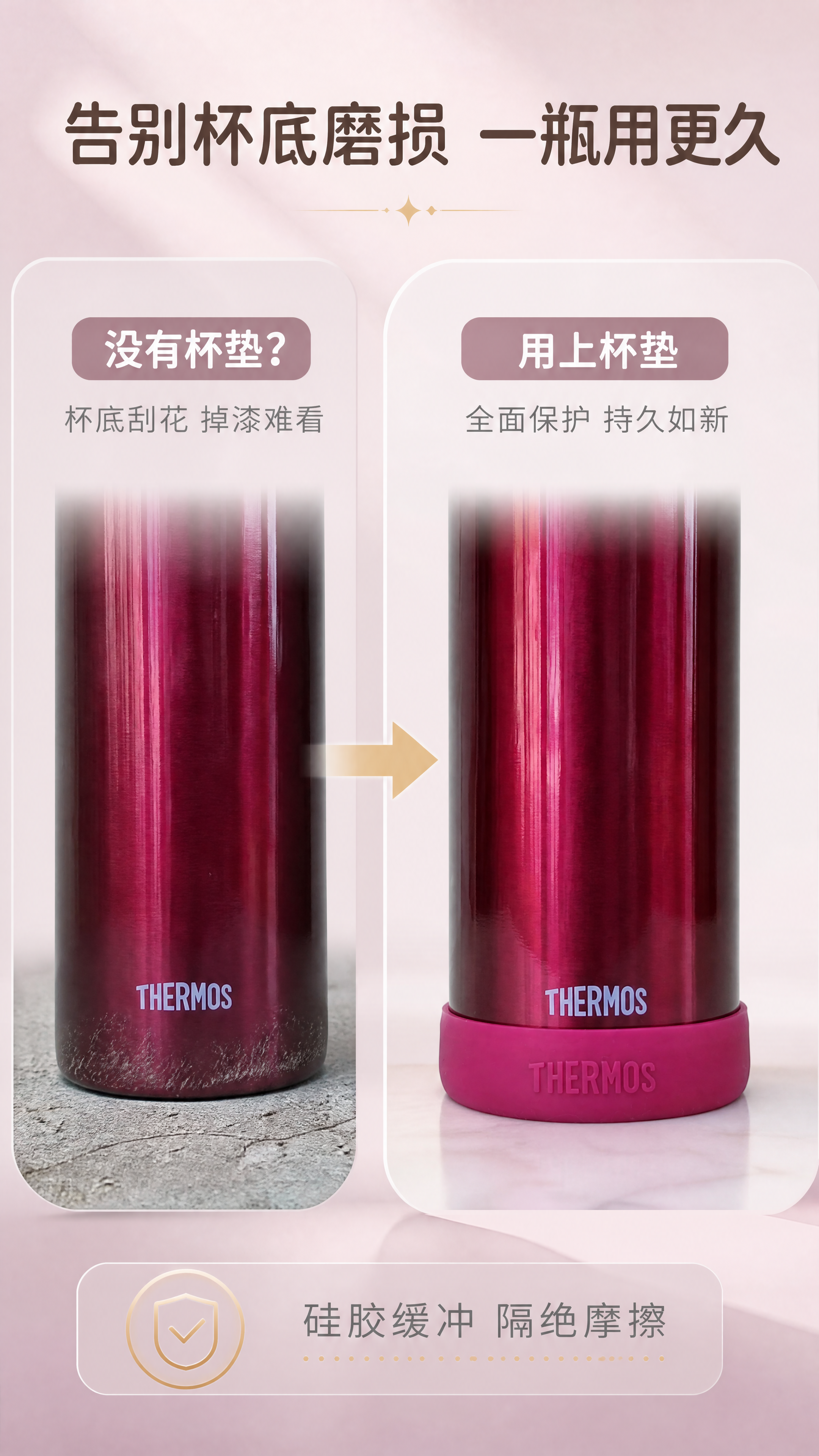[商品] 使用【图6】左侧酒红色保温杯（带玫红色杯垫）与右侧粉… - 图片创意预览