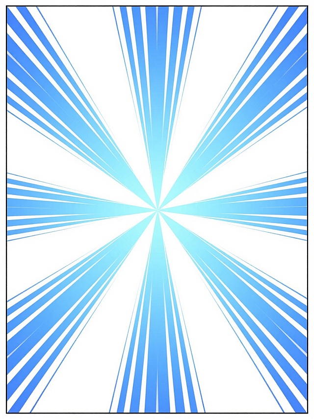 保持原图漫画框构造，采用干净简约风格，画面90%为空白区域，中心是由蓝色系渐变线条组成的放射状图案，线条从中心向外呈对称分布，颜色从中心的浅蓝色逐渐过渡到边缘的深蓝色，线条边缘清晰，整体视觉效果简洁明快，无任何文字、LOGO、二维码及其他装饰元素。