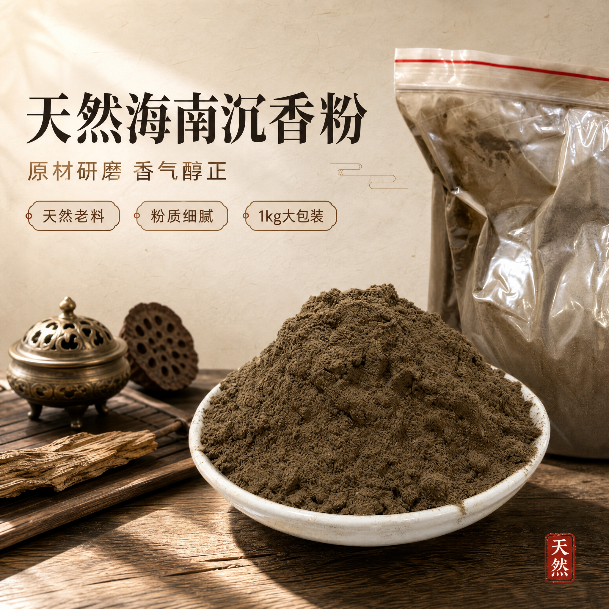 [主图-1] 海南沉香粉 首图点击率 中式禅意氛围主视觉。 [… - 图片创意预览