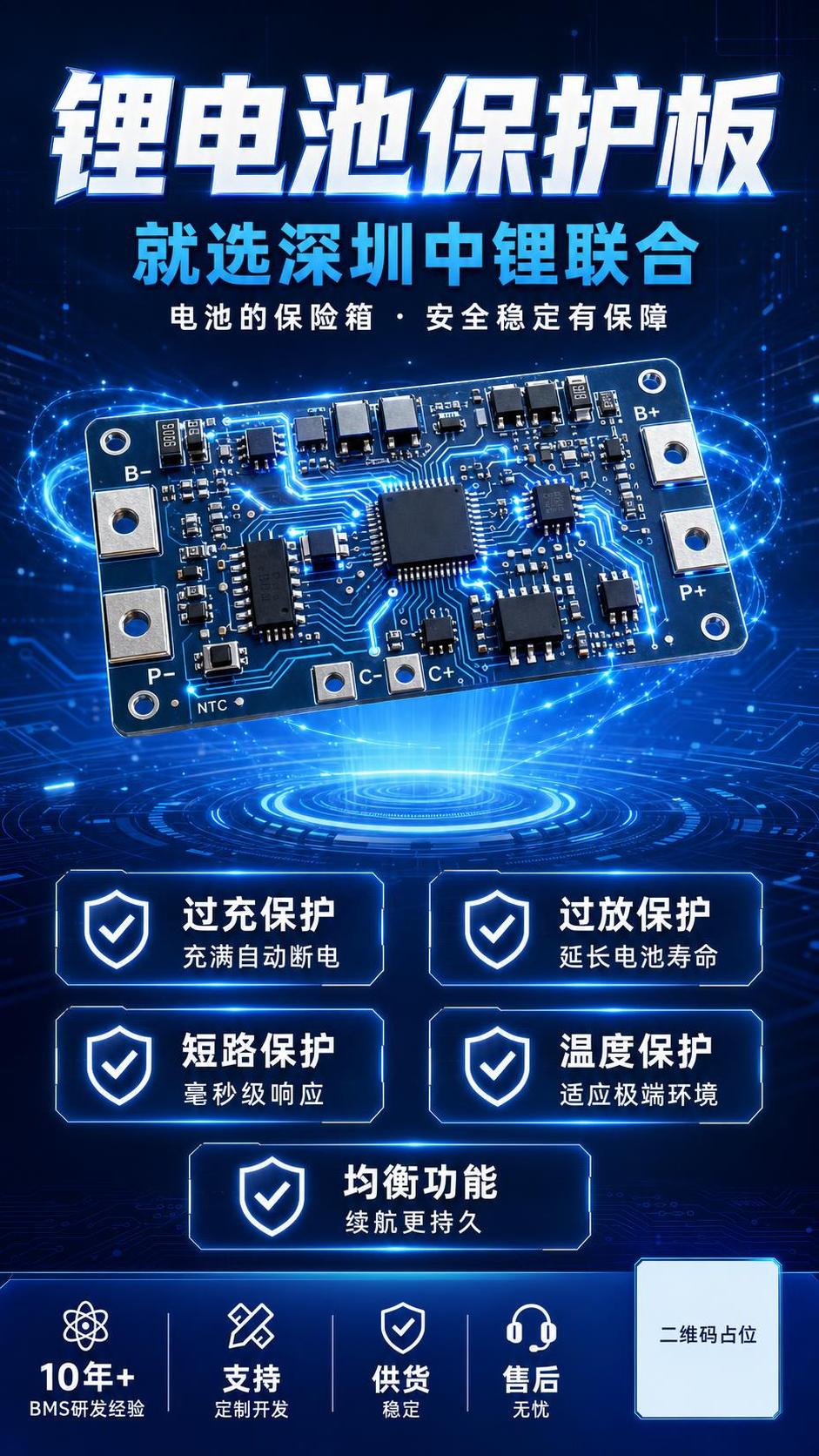 工业科技风商业海报，3D渲染风格，深蓝与电光蓝配色，专业可靠的科 - 图片创意预览