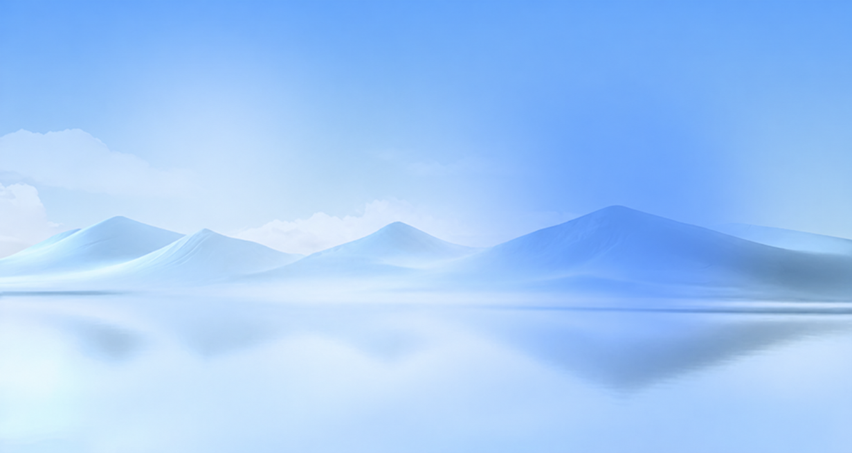 保留参考图的背景风格，浅蓝色渐变磨砂毛玻璃背景，带有远山和天空风格，去掉所有登录框和UI内容，只保留纯净的背景，风格保持一致预览效果