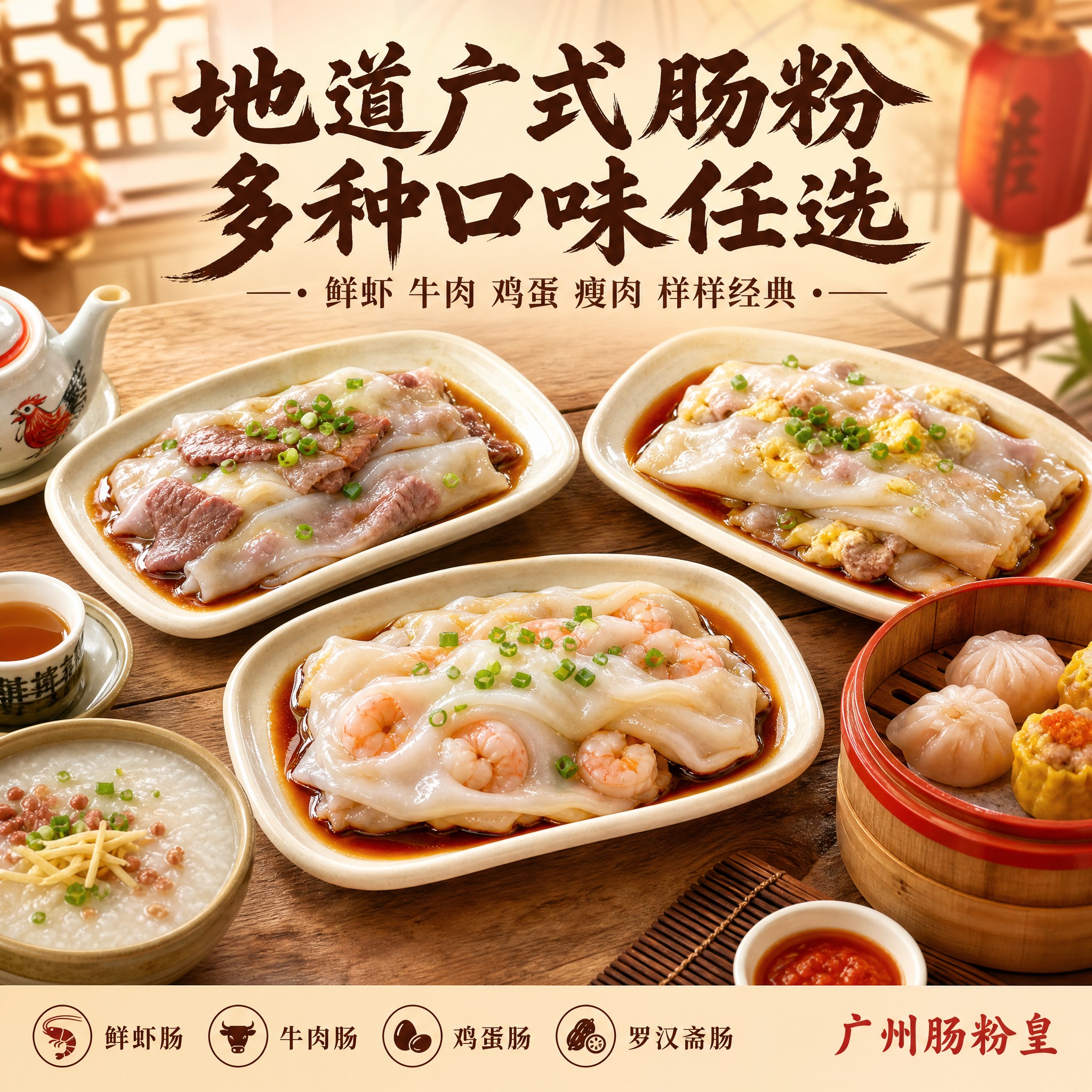 [主图-2] 广州肠粉皇多口味肠粉拼盘主图，突出品类丰富与地道… - 图片创意预览