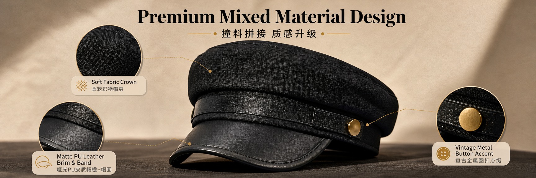 [商品] 使用【图1】黑色Chauffeur贝雷帽；商品处理：… - 图片创意预览