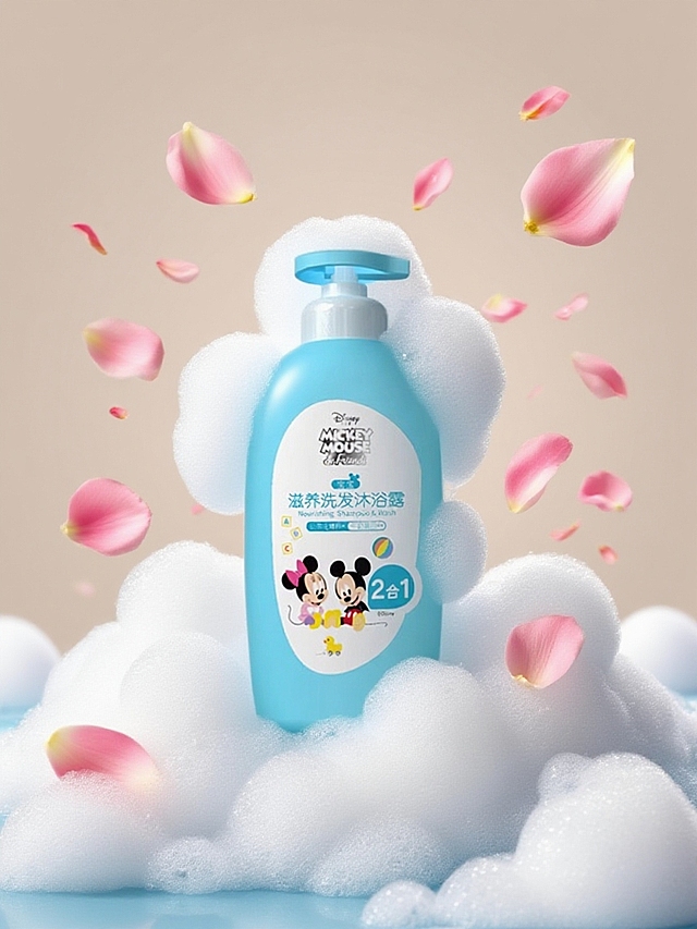 绵密泡泡的，花瓣点缀情景