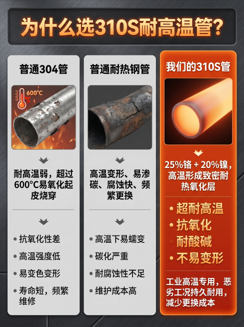 310S不锈钢管 淘宝详情页文案（同款工业风排版）
【首屏主图文案】
主标题（加粗大字）：310S耐高温不锈钢管 无缝圆管方管 工业耐热 零切加工
副标题（小字辅助）：1150℃耐高温｜抗氧化耐烧蚀｜预览效果