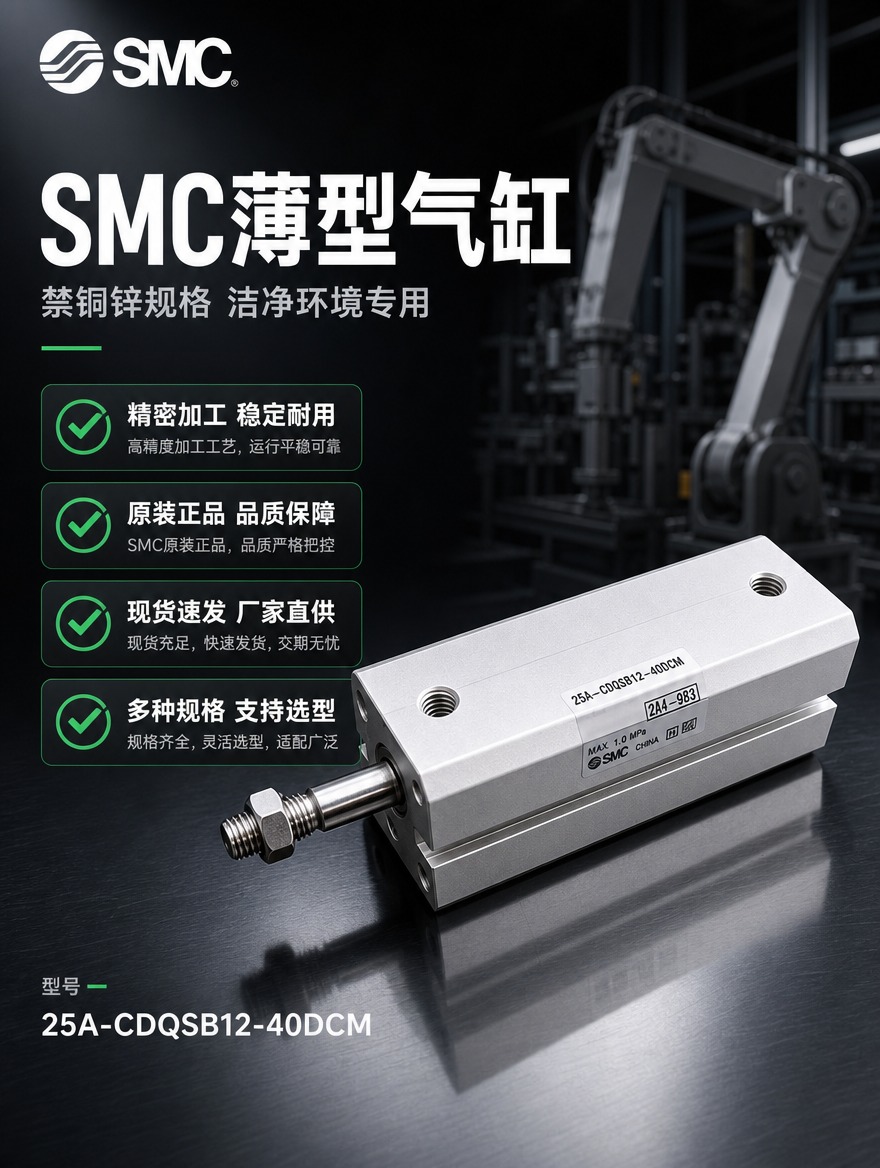 [详情-1] 专业头图，SMC薄型气缸工业海报，建立品牌专业感… - 图片创意预览