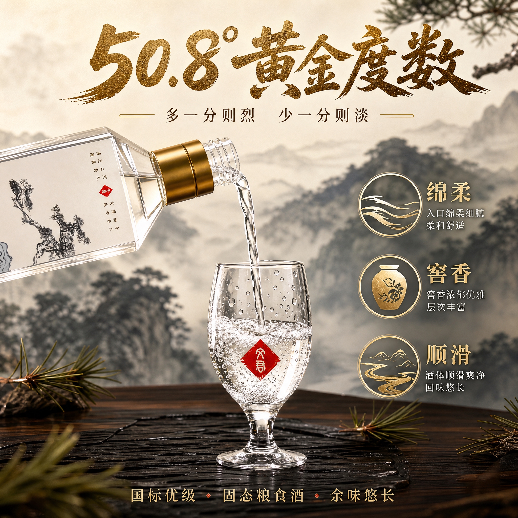 [主图-4] 主题：50.8°黄金度数与口感特点，突出酒体品质… - 图片创意预览